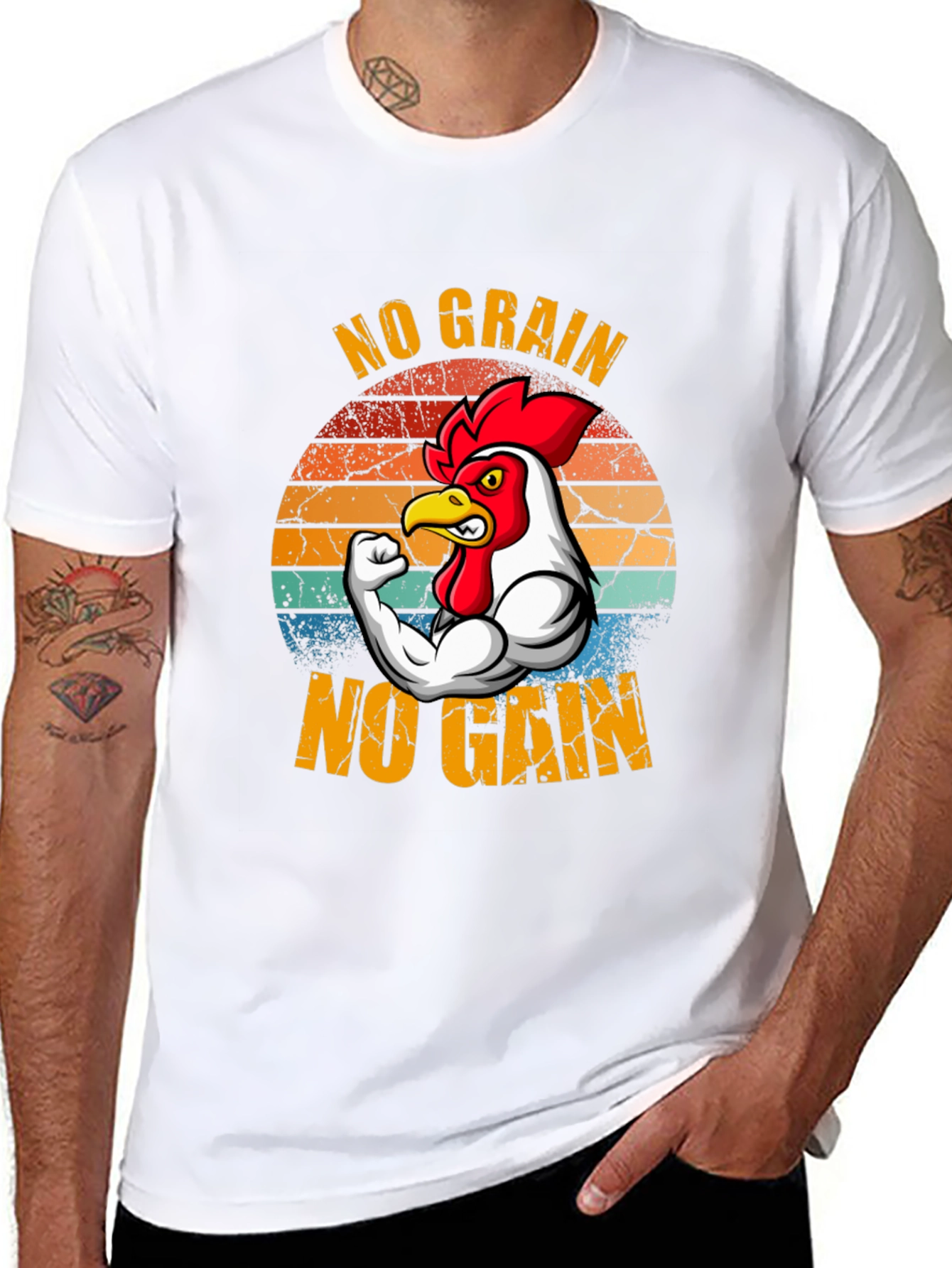 No Grain No Gain T-Shirt - Chicken Gym Design