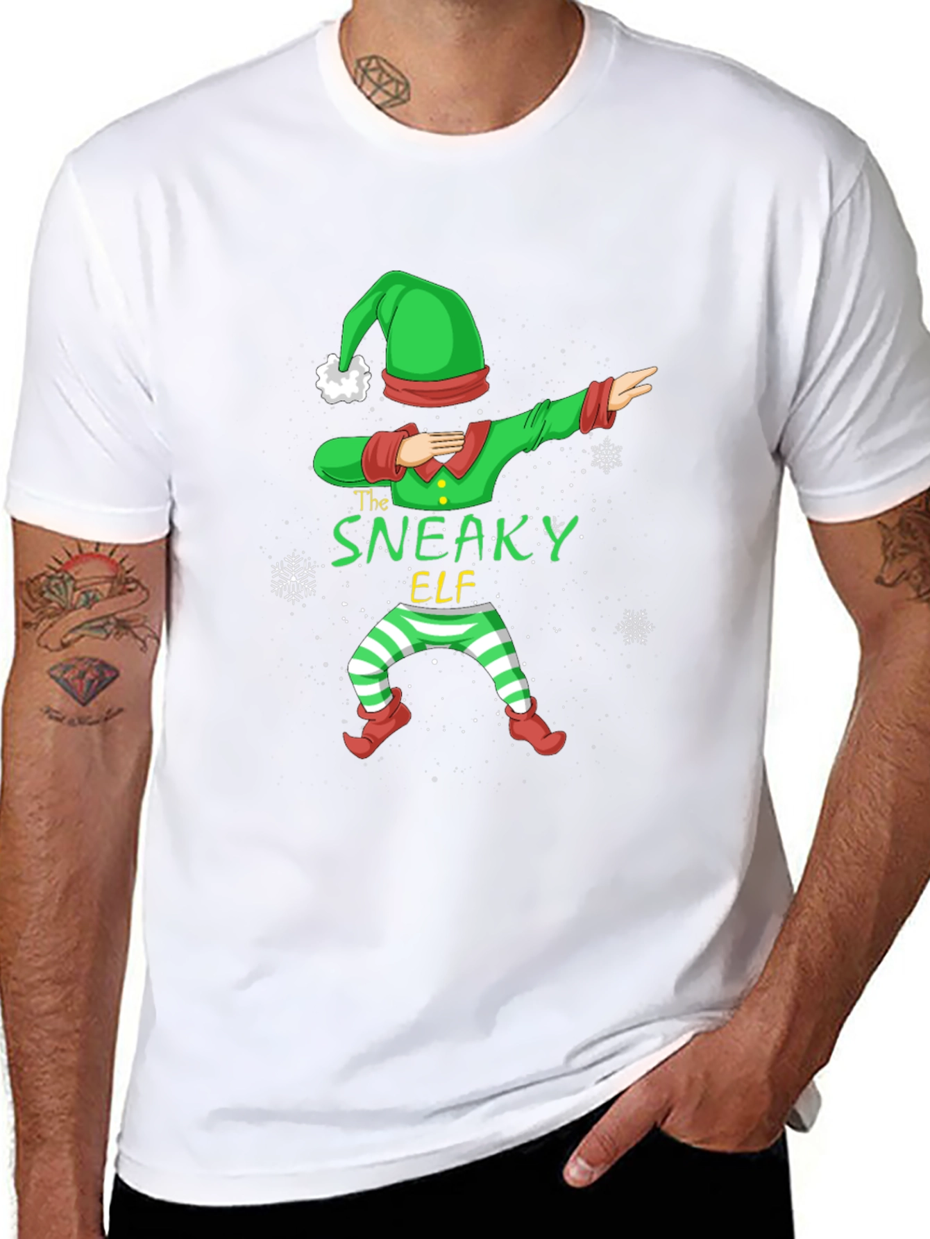 Sneaky Elf Dabbing Christmas T-Shirt
