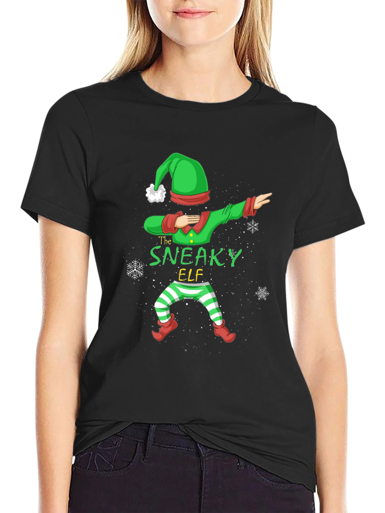 Sneaky Elf Dabbing Christmas T-Shirt