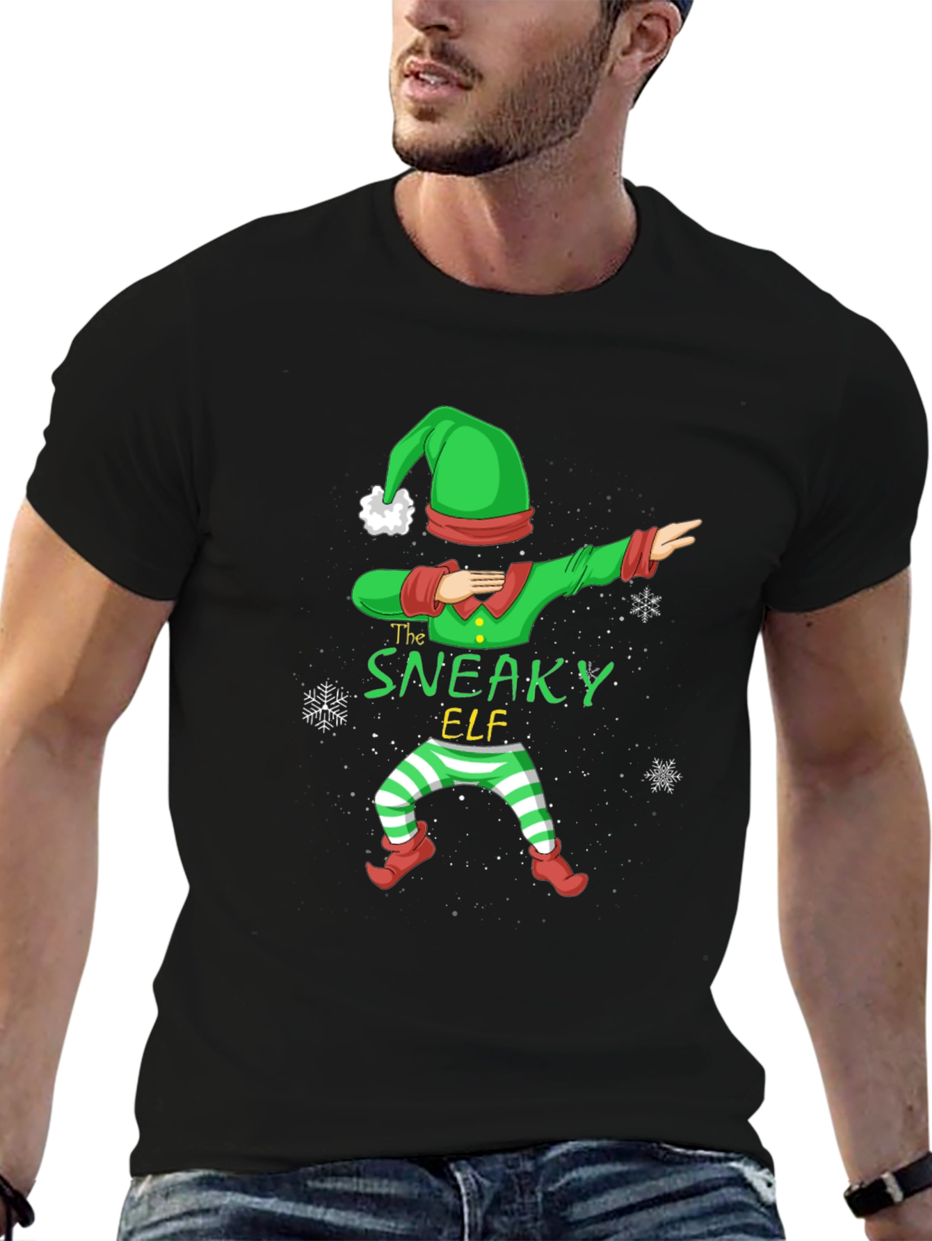 Sneaky Elf Dabbing Christmas T-Shirt