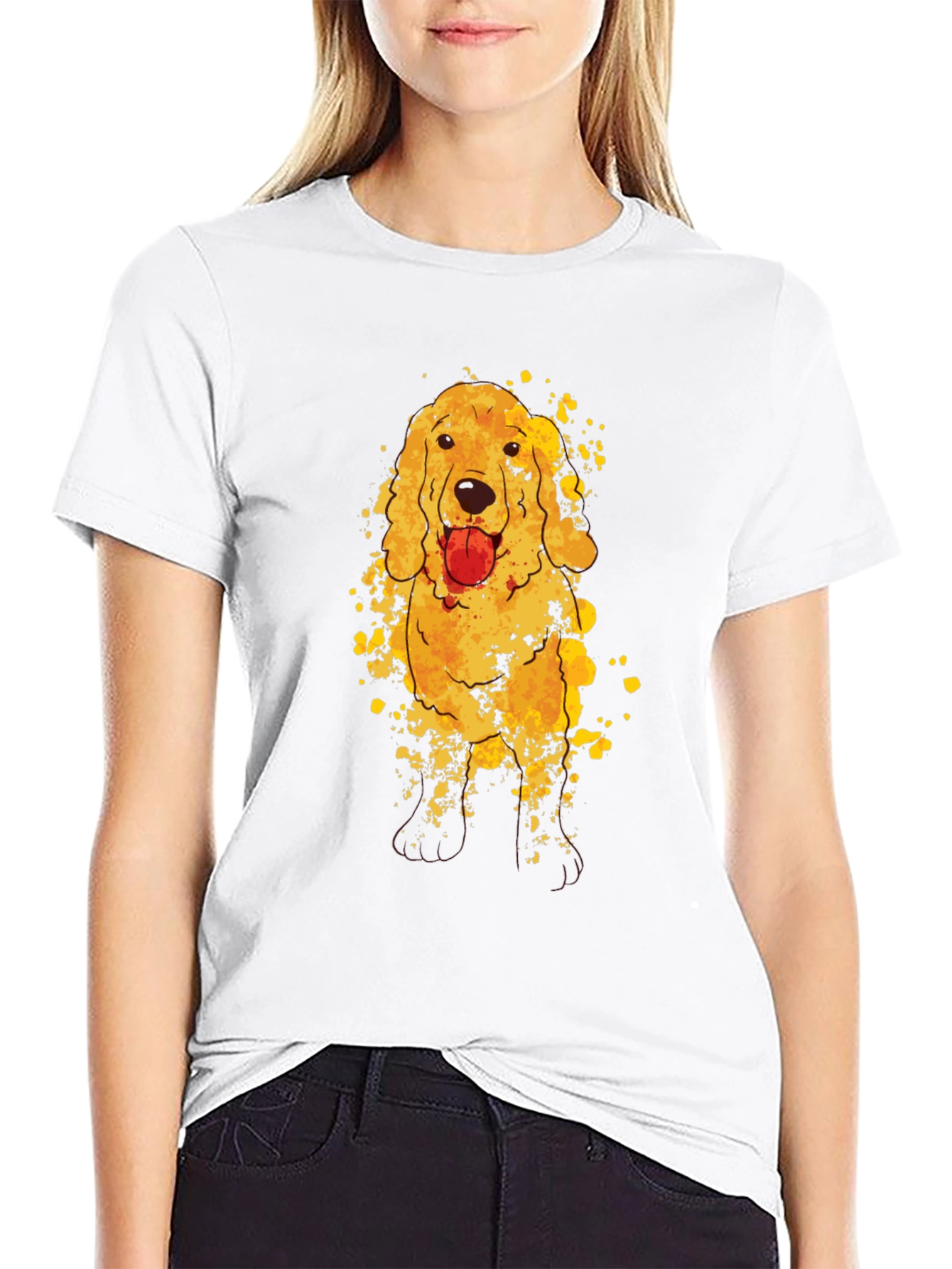 Golden Retriever Dog Graphic Black T-Shirt