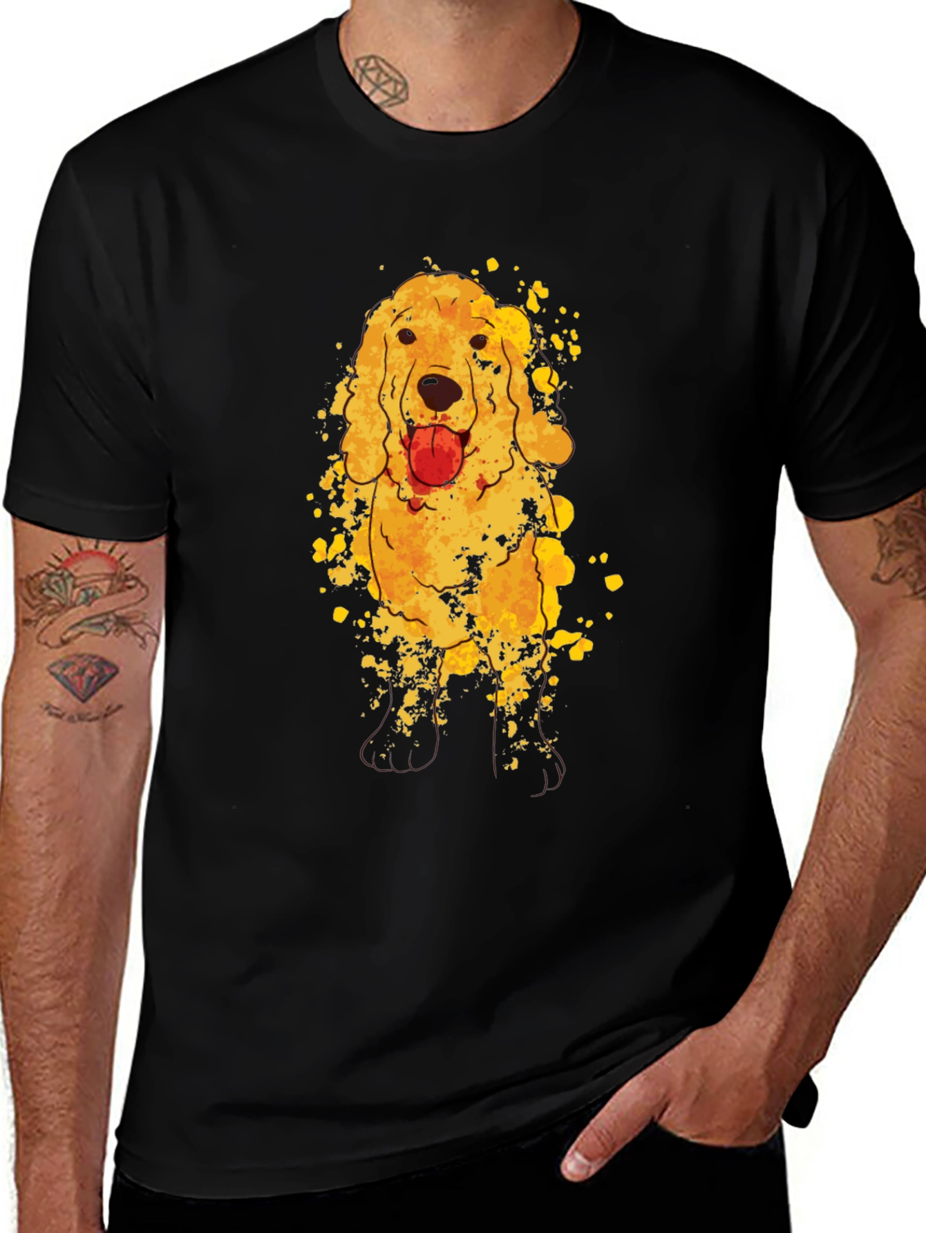 Golden Retriever Dog Graphic Black T-Shirt