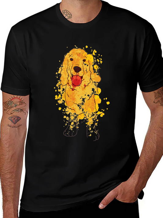 Golden Retriever Dog Graphic Black T-Shirt