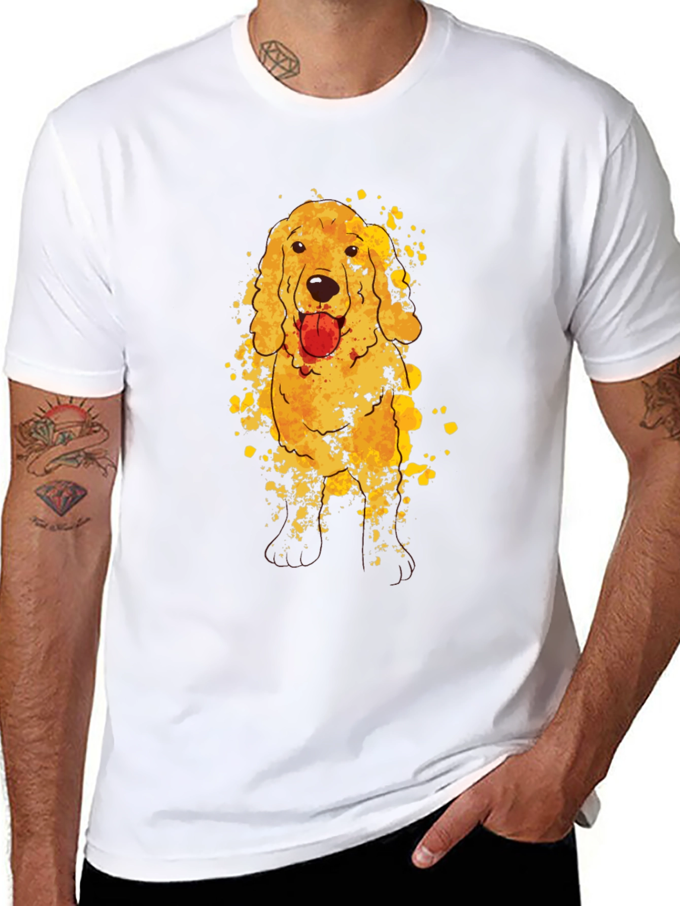 Golden Retriever Dog Graphic Black T-Shirt