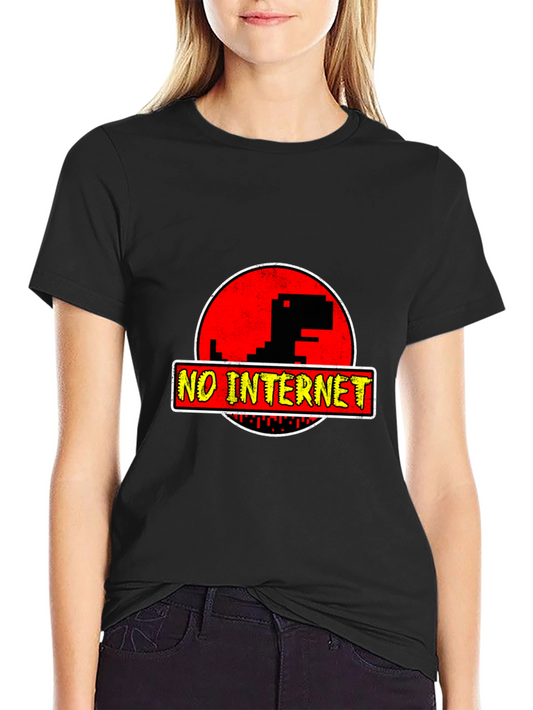 No Internet Dinosaur T-Shirt
