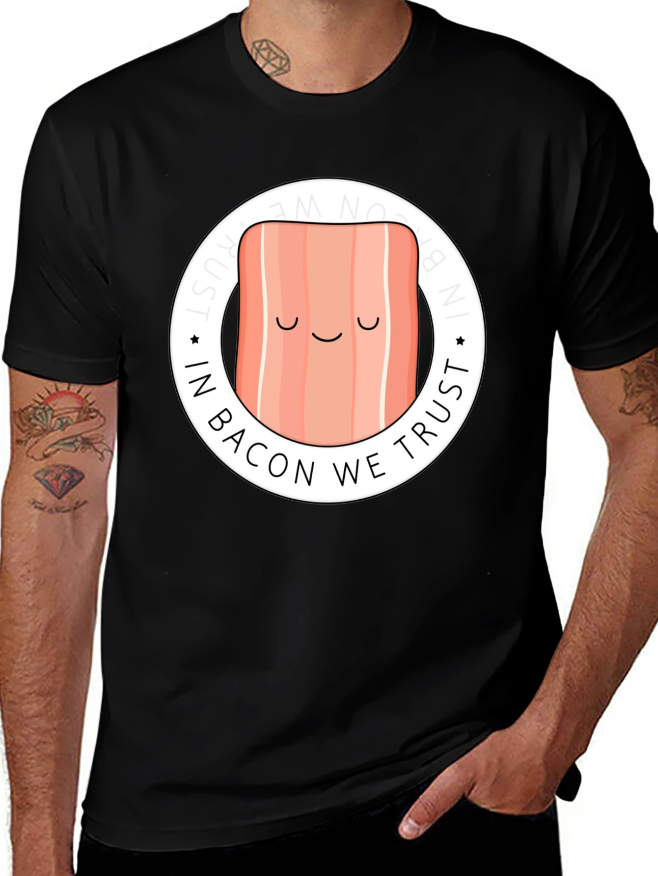 In Bacon We Trust Graphic Tee - Black