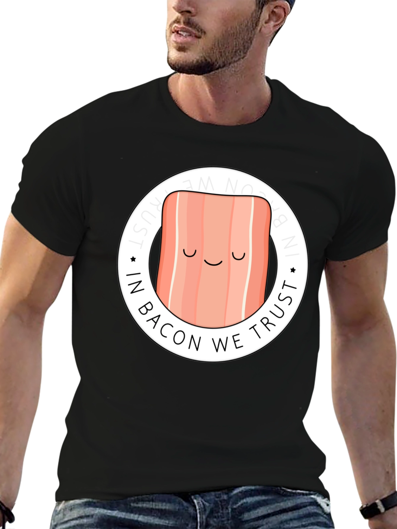 In Bacon We Trust Graphic Tee - Black