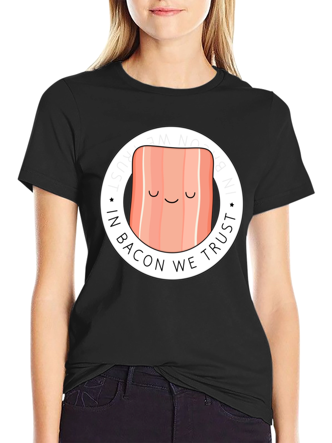 In Bacon We Trust Graphic Tee - Black