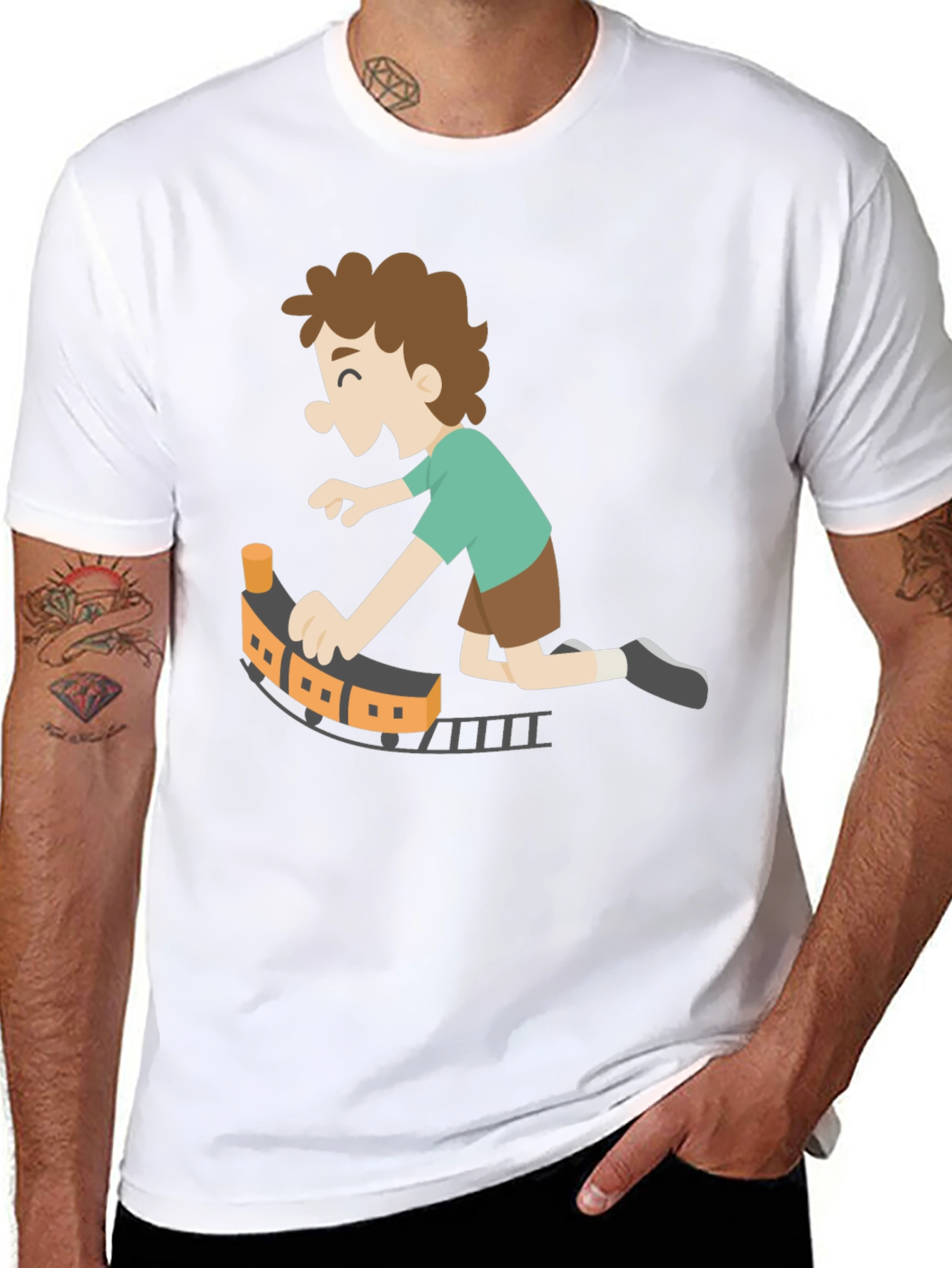 Toy Train Graphic Tee - Black Cotton Blend