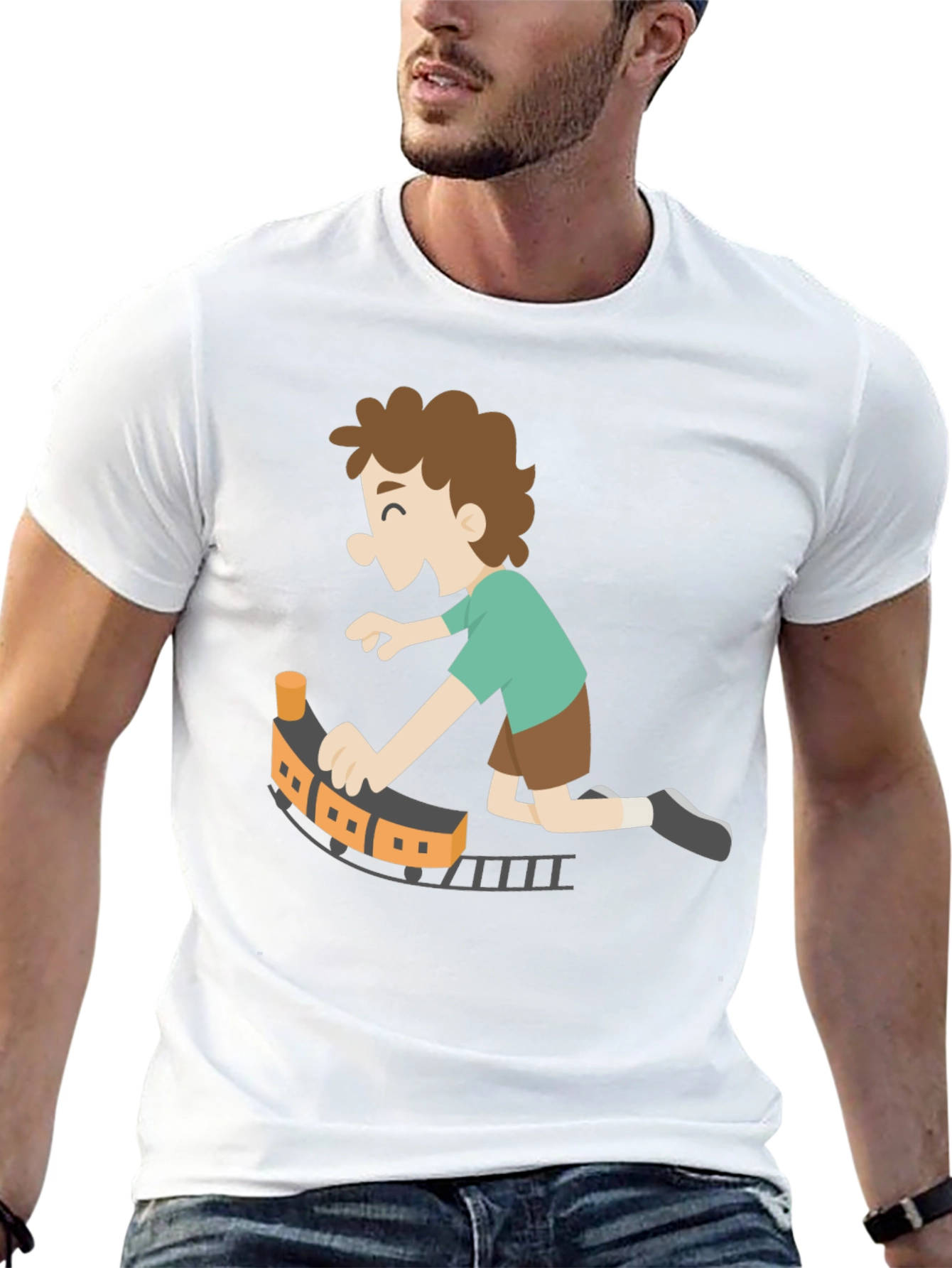 Toy Train Graphic Tee - Black Cotton Blend