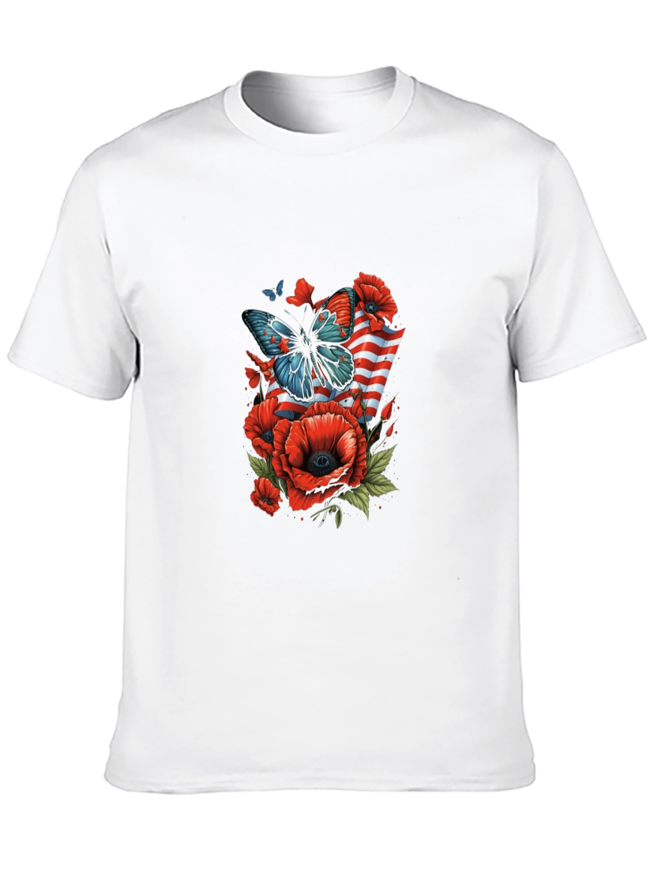 Patriotic Butterfly & Poppy Graphic Tee