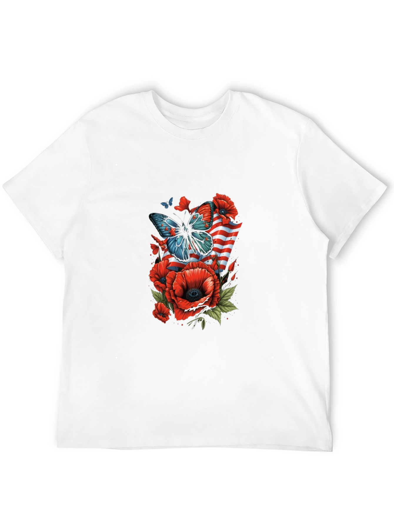 Patriotic Butterfly & Poppy Graphic Tee