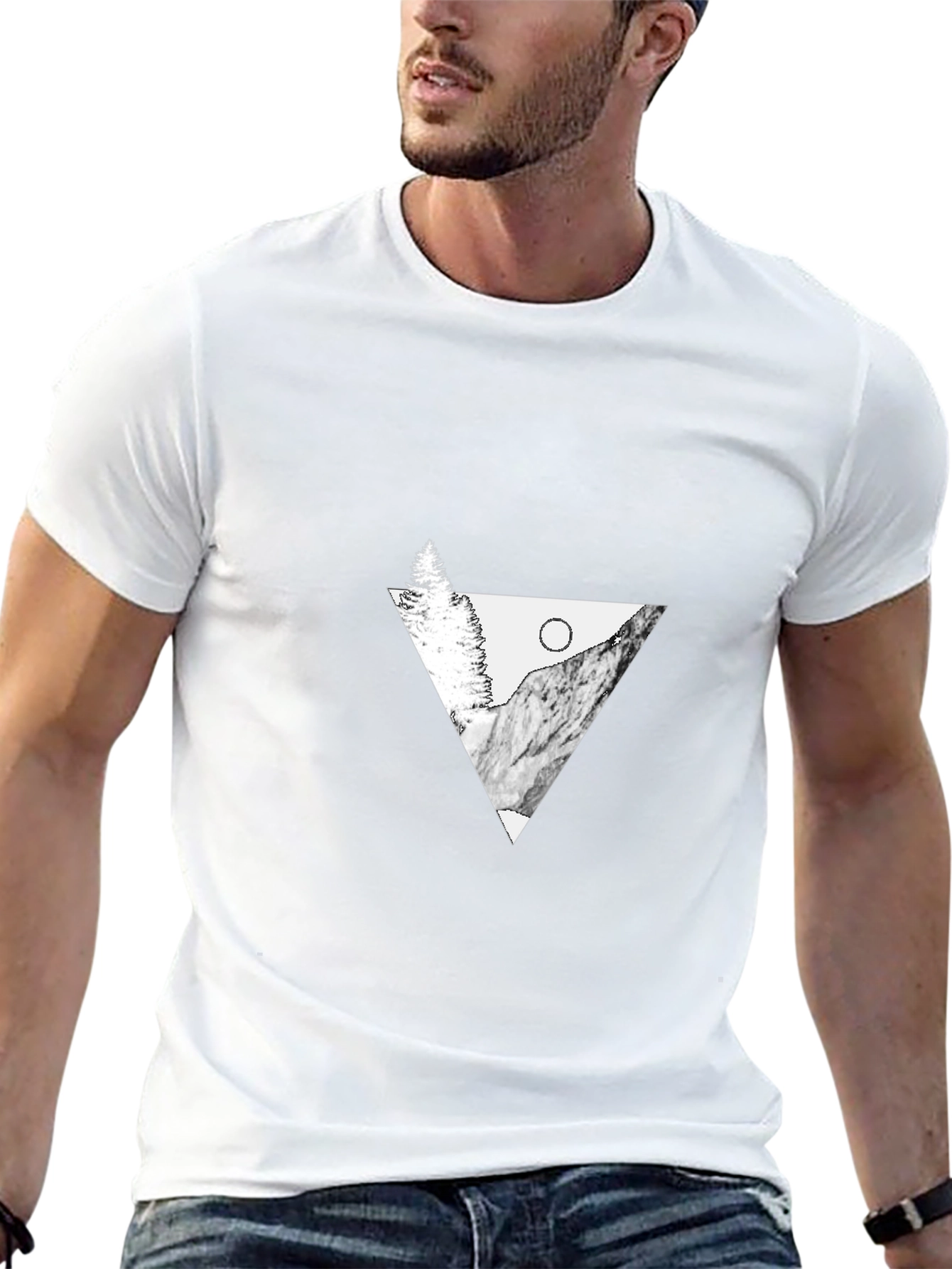 Minimalist Mountain Graphic Tee - Black