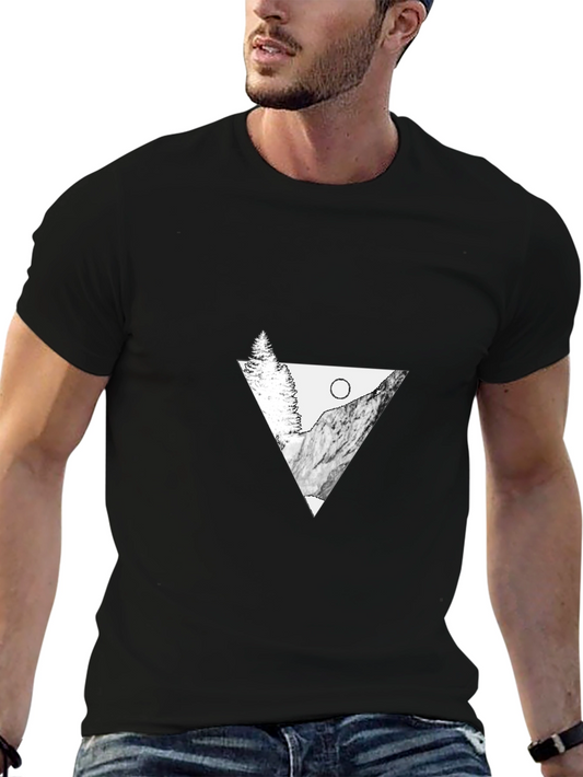 Minimalist Mountain Graphic Tee - Black