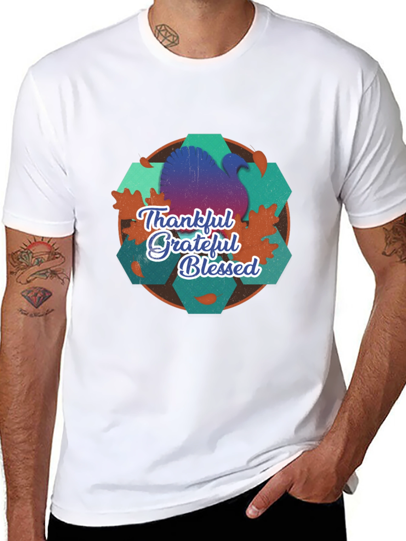 Thankful Grateful Blessed Thanksgiving T-Shirt