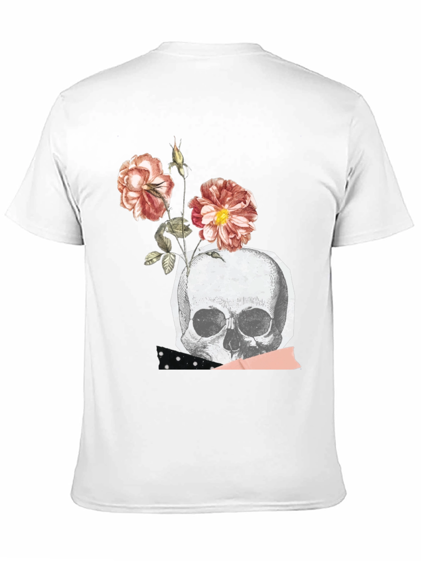 Skull & Roses Graphic Tee - Black Cotton Blend