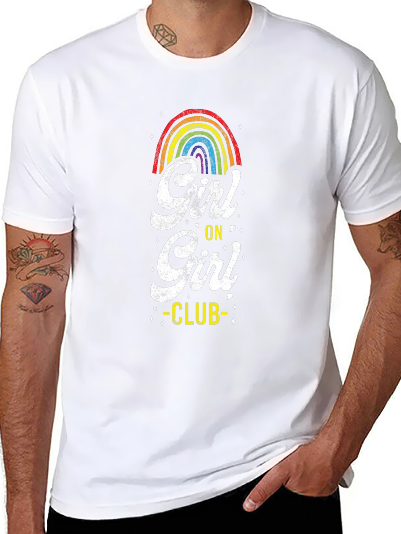 Girl on Girl Club Rainbow Graphic Tee - Black