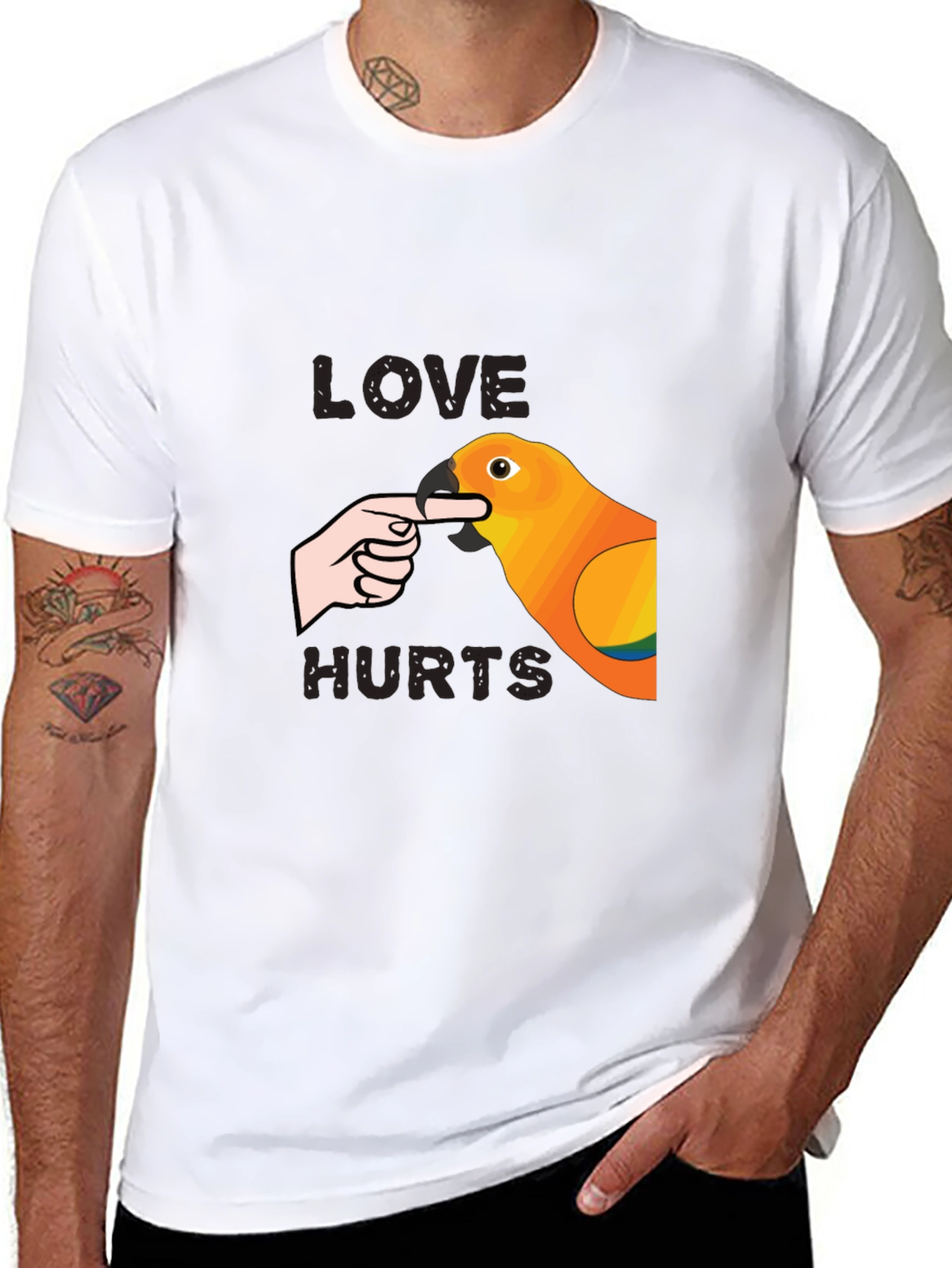 Love Hurts Parrot Graphic T-Shirt