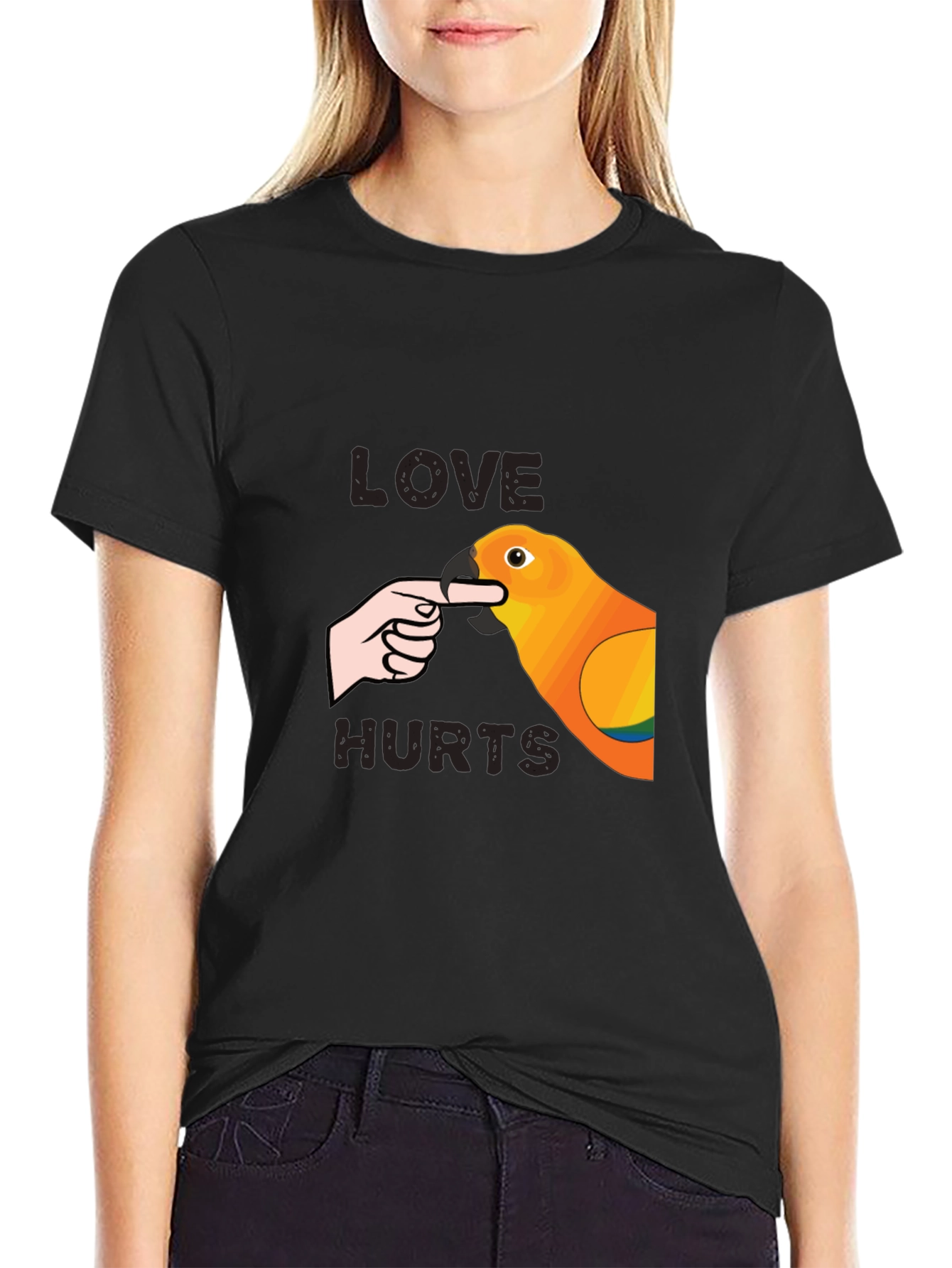 Love Hurts Parrot Graphic T-Shirt