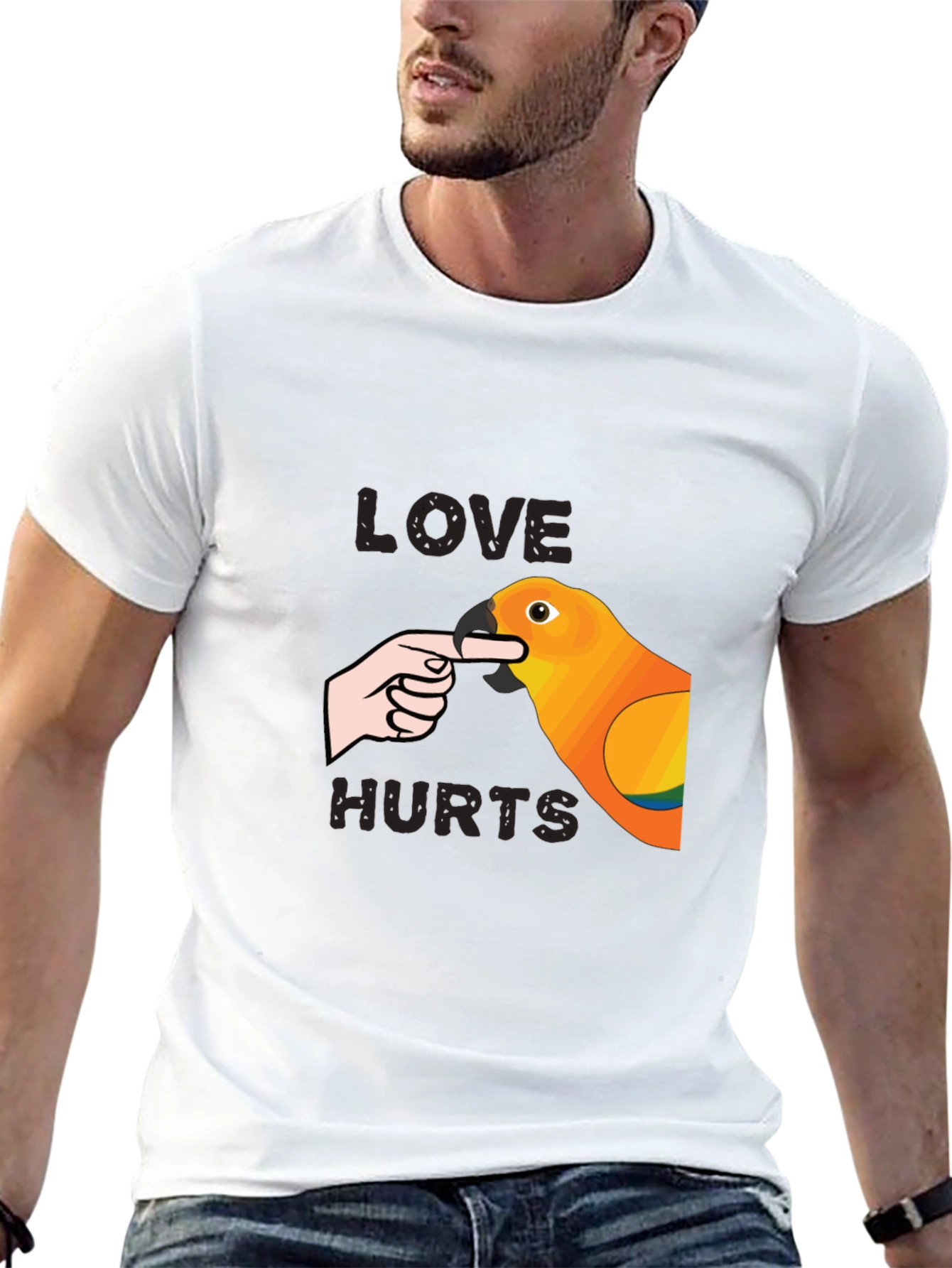 Love Hurts Parrot Graphic T-Shirt