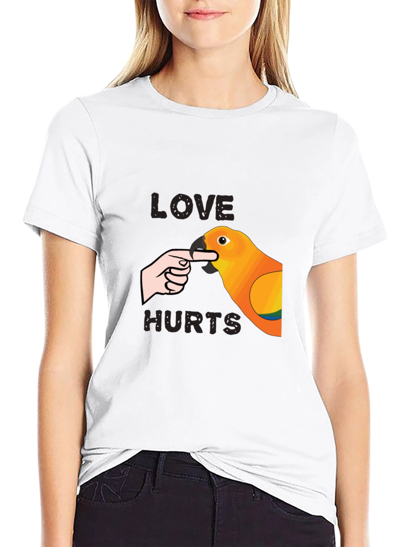 Love Hurts Parrot Graphic T-Shirt