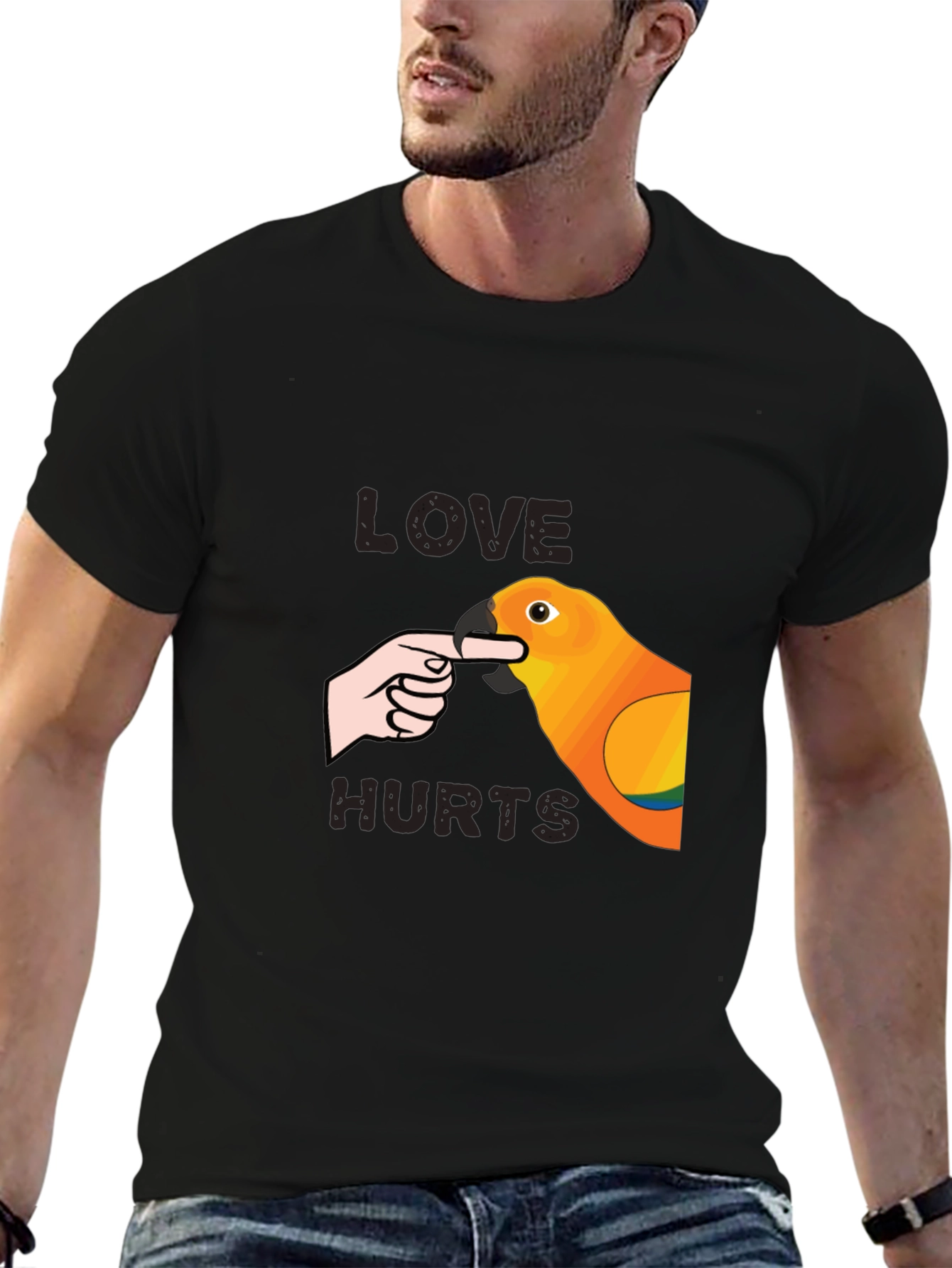 Love Hurts Parrot Graphic T-Shirt