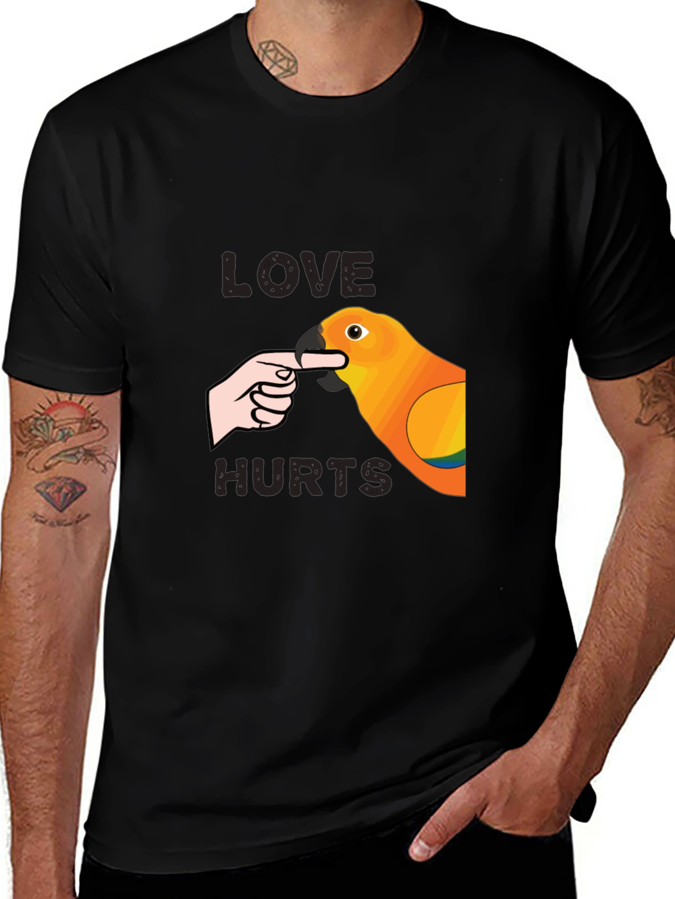 Love Hurts Parrot Graphic T-Shirt