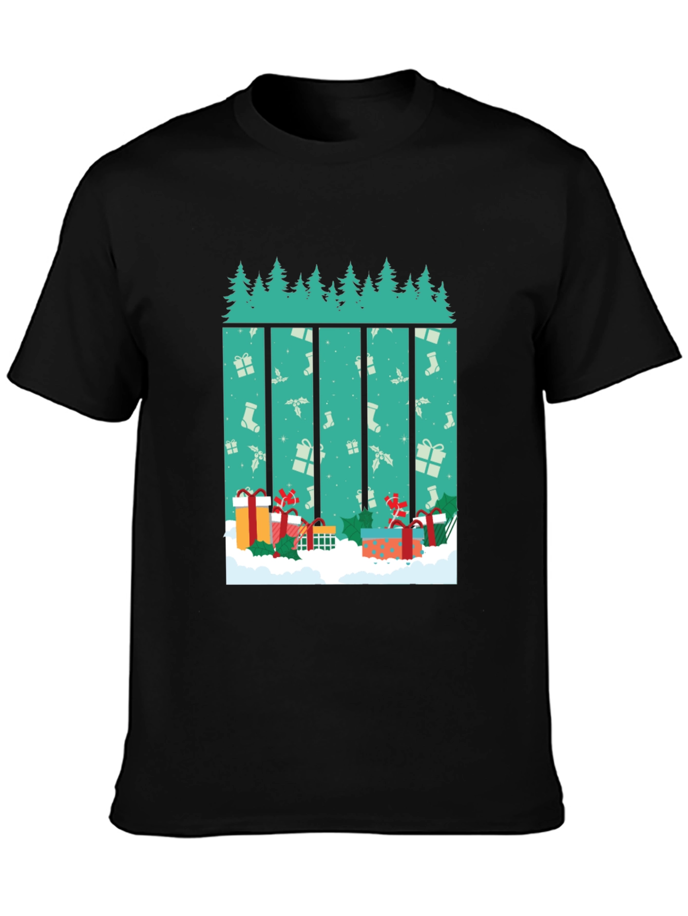 Festive Christmas Tree & Presents T-Shirt