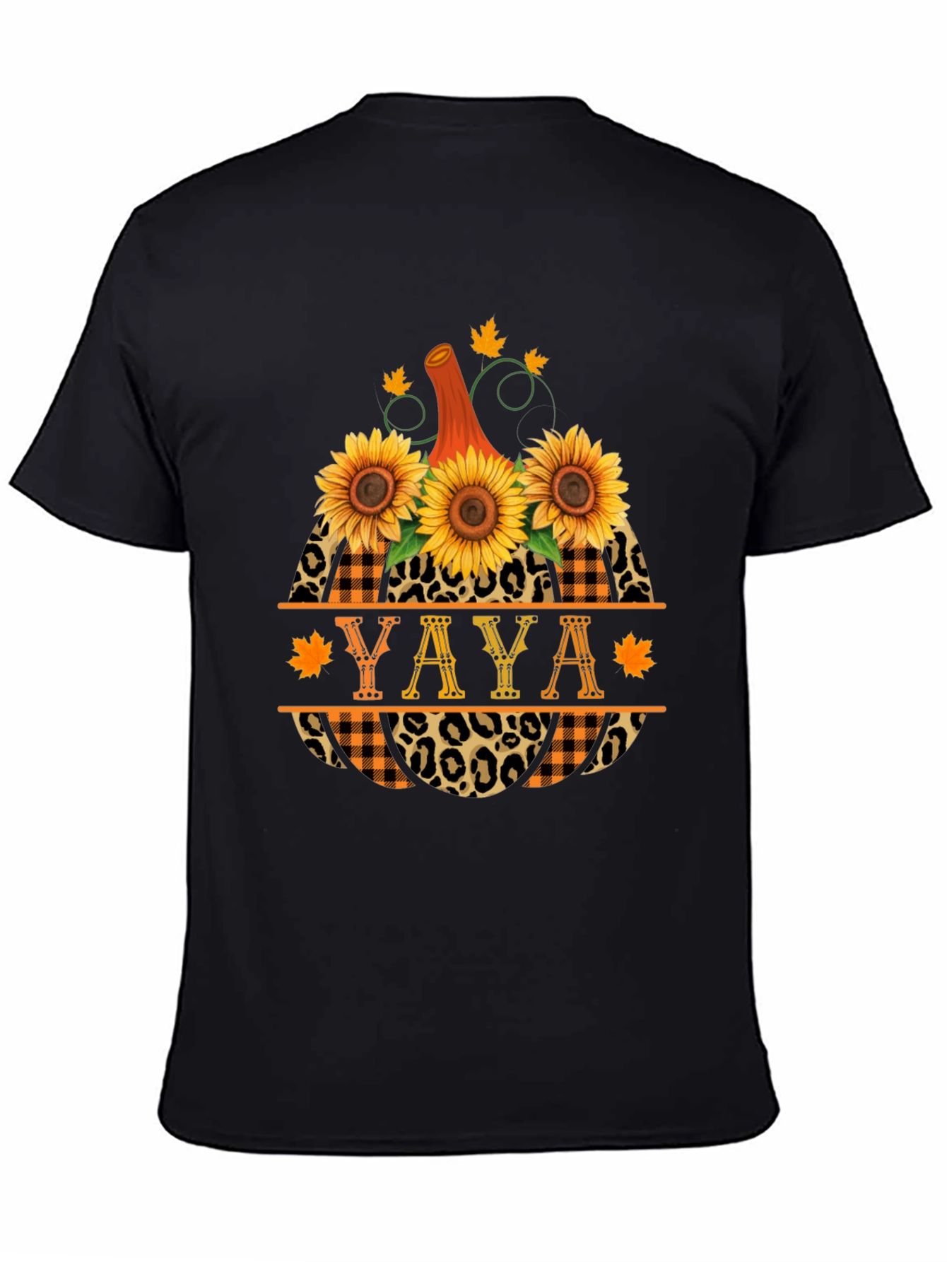 YAYA Pumpkin Sunflower Leopard Plaid T-Shirt