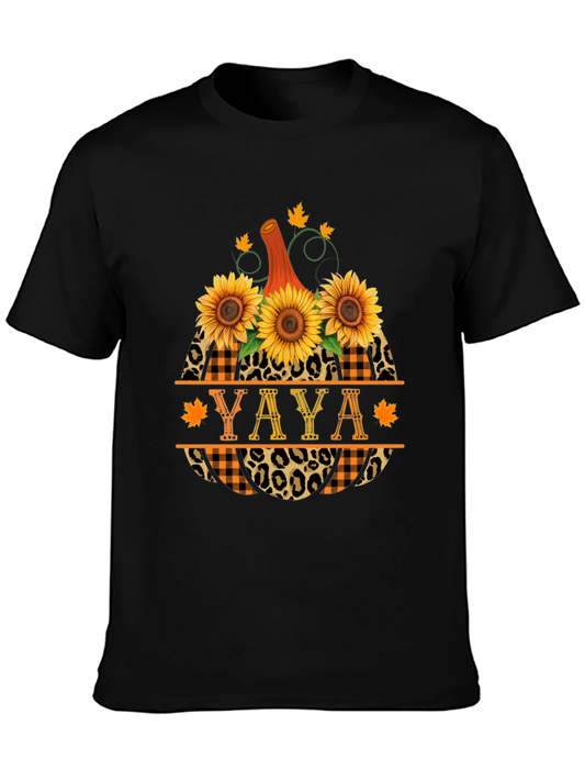 YAYA Pumpkin Sunflower Leopard Plaid T-Shirt