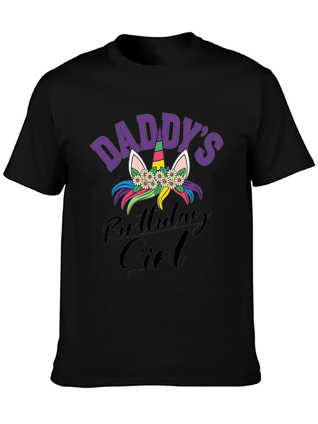 Daddys Birthday Girl Unicorn Graphic Tee