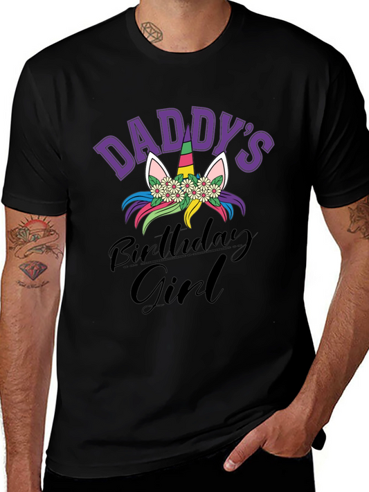 Daddys Birthday Girl Unicorn Graphic Tee