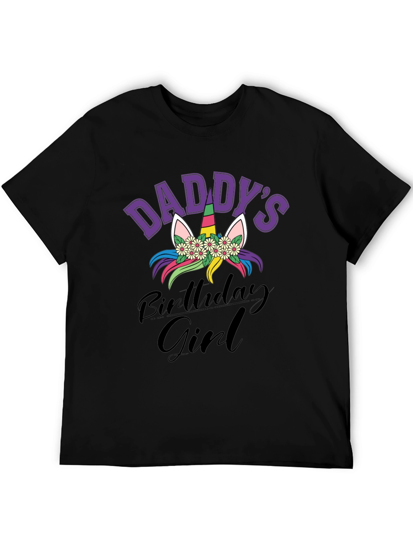 Daddys Birthday Girl Unicorn Graphic Tee
