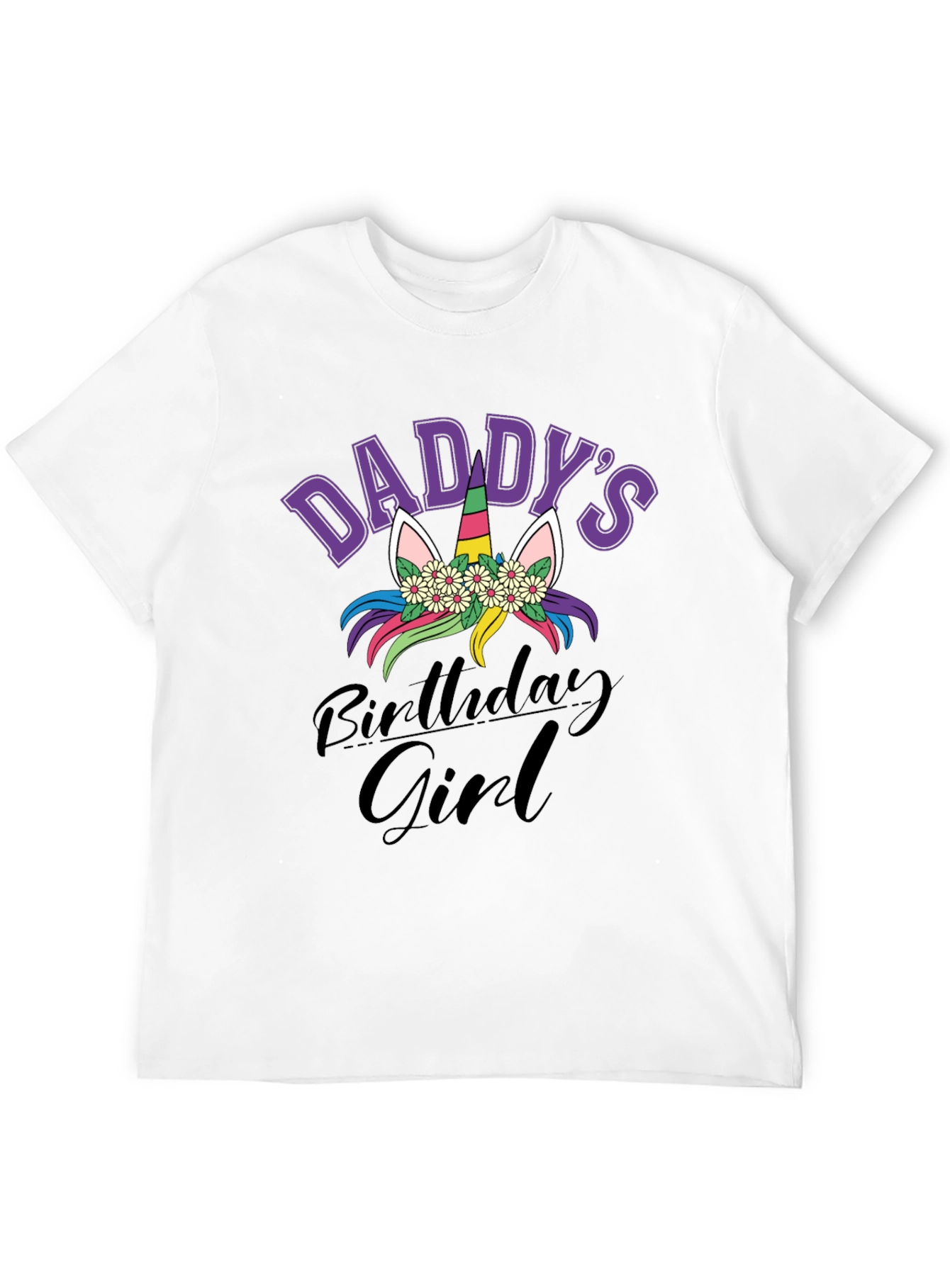 Daddys Birthday Girl Unicorn Graphic Tee