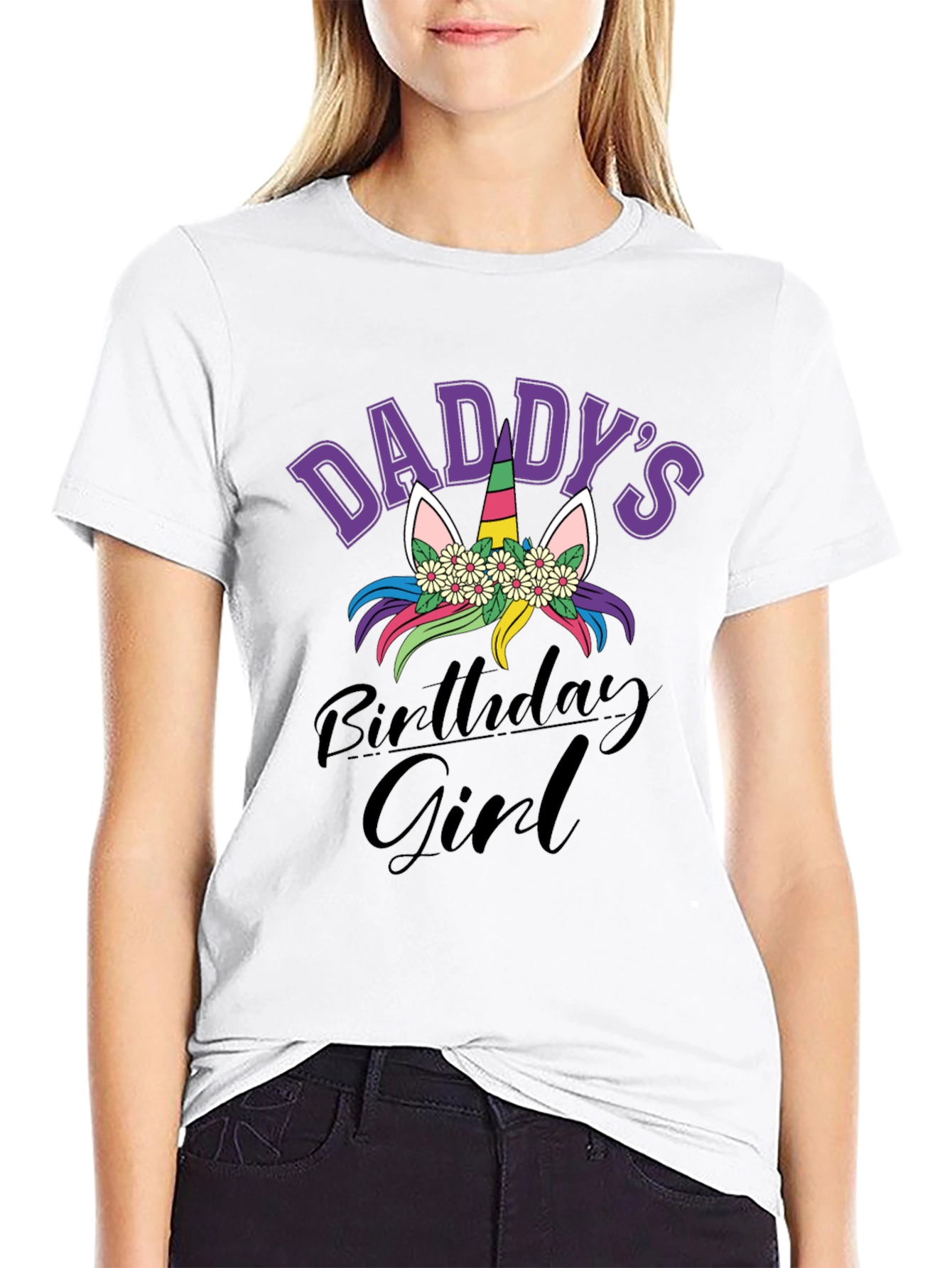 Daddys Birthday Girl Unicorn Graphic Tee
