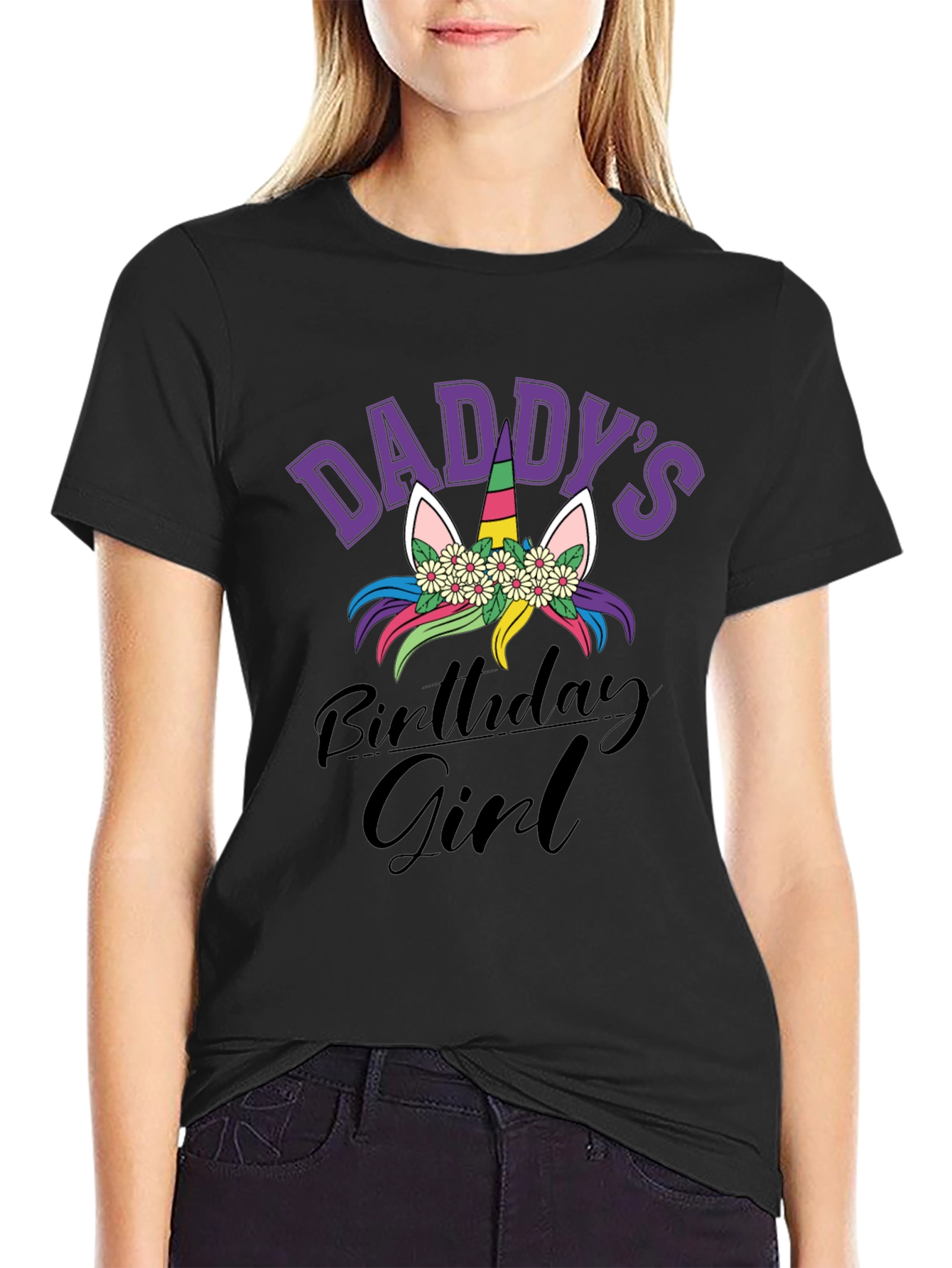 Daddys Birthday Girl Unicorn Graphic Tee
