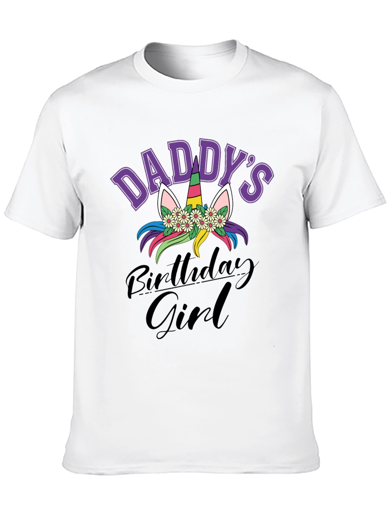 Daddys Birthday Girl Unicorn Graphic Tee
