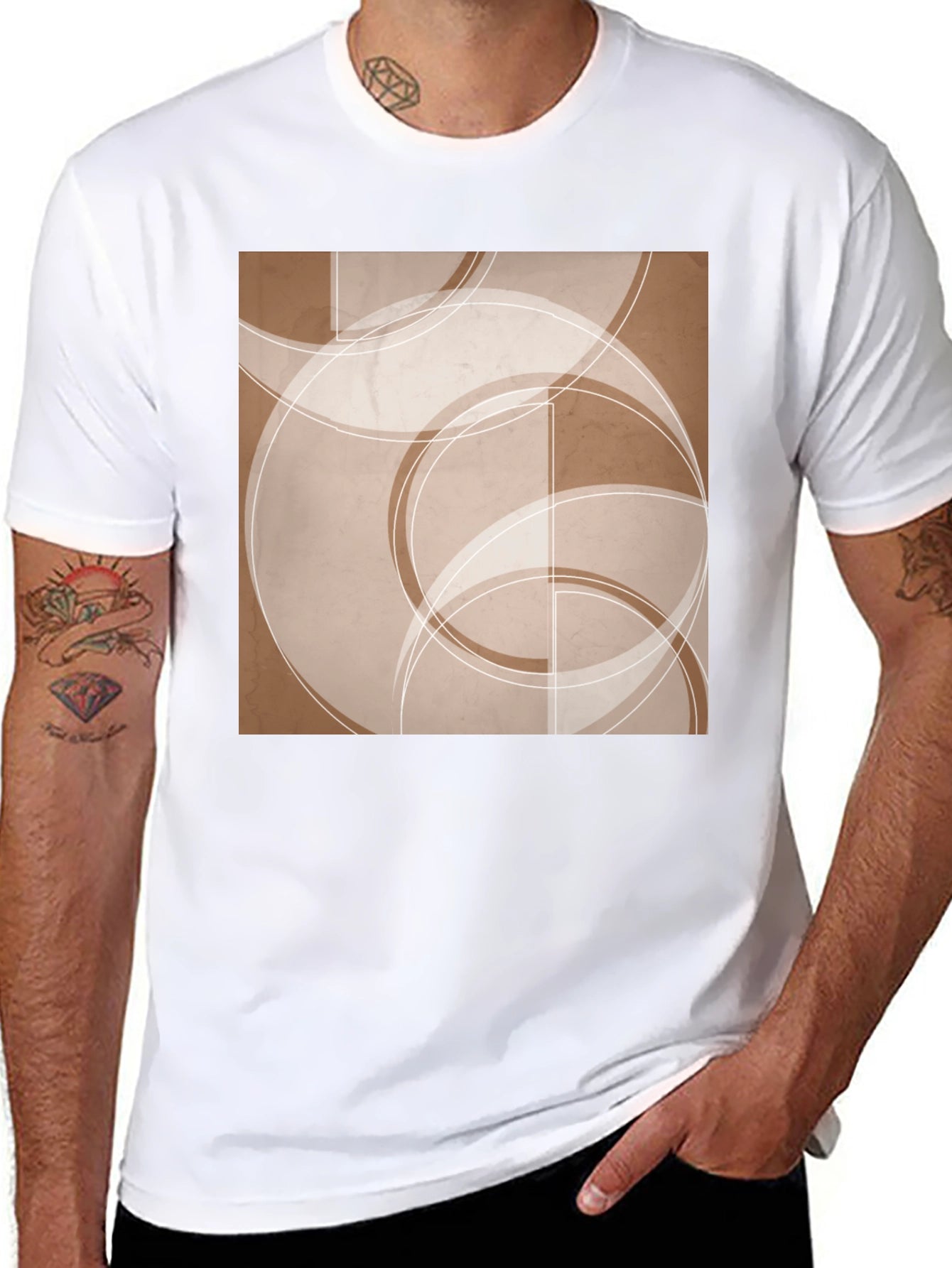 Abstract Circles Graphic Tee - Modern Casual Style