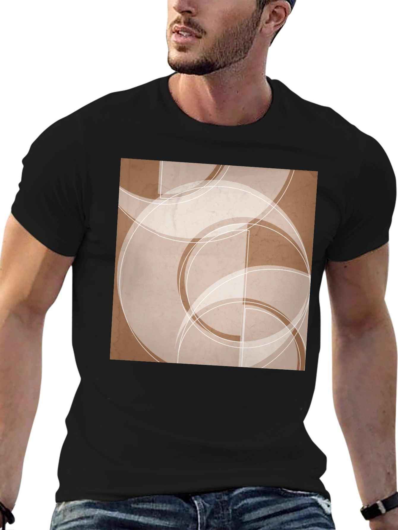 Abstract Circles Graphic Tee - Modern Casual Style