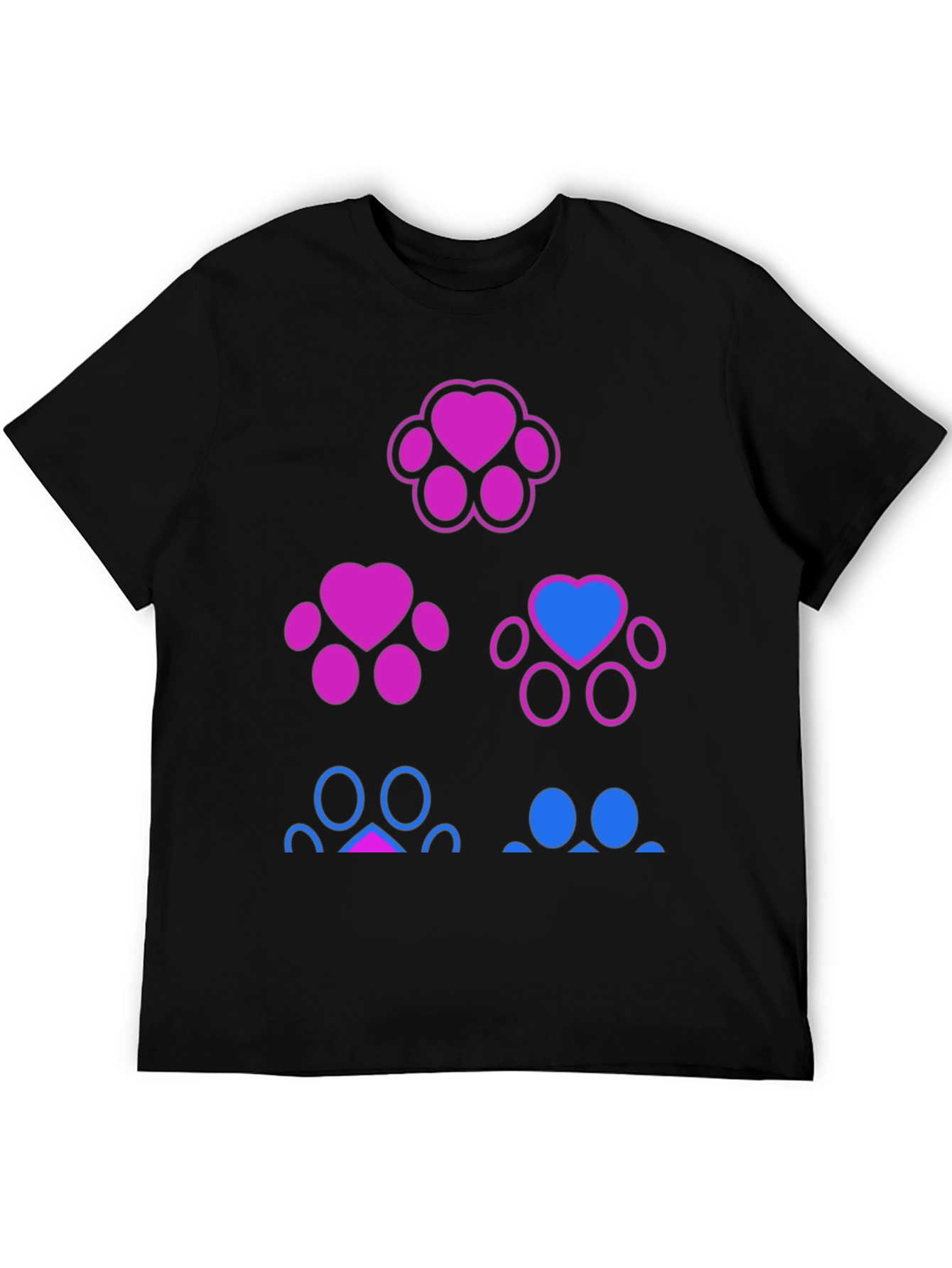 Bisexual Pride Paw Print T-Shirt - Black