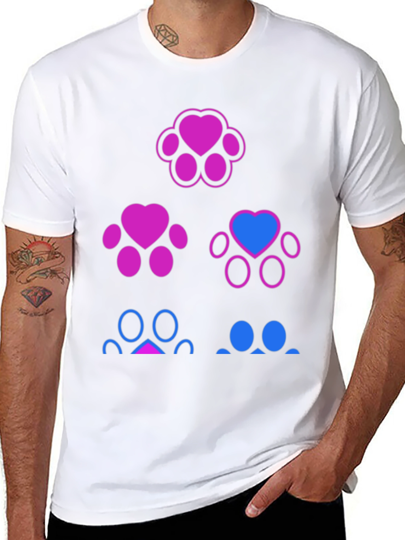 Bisexual Pride Paw Print T-Shirt - Black