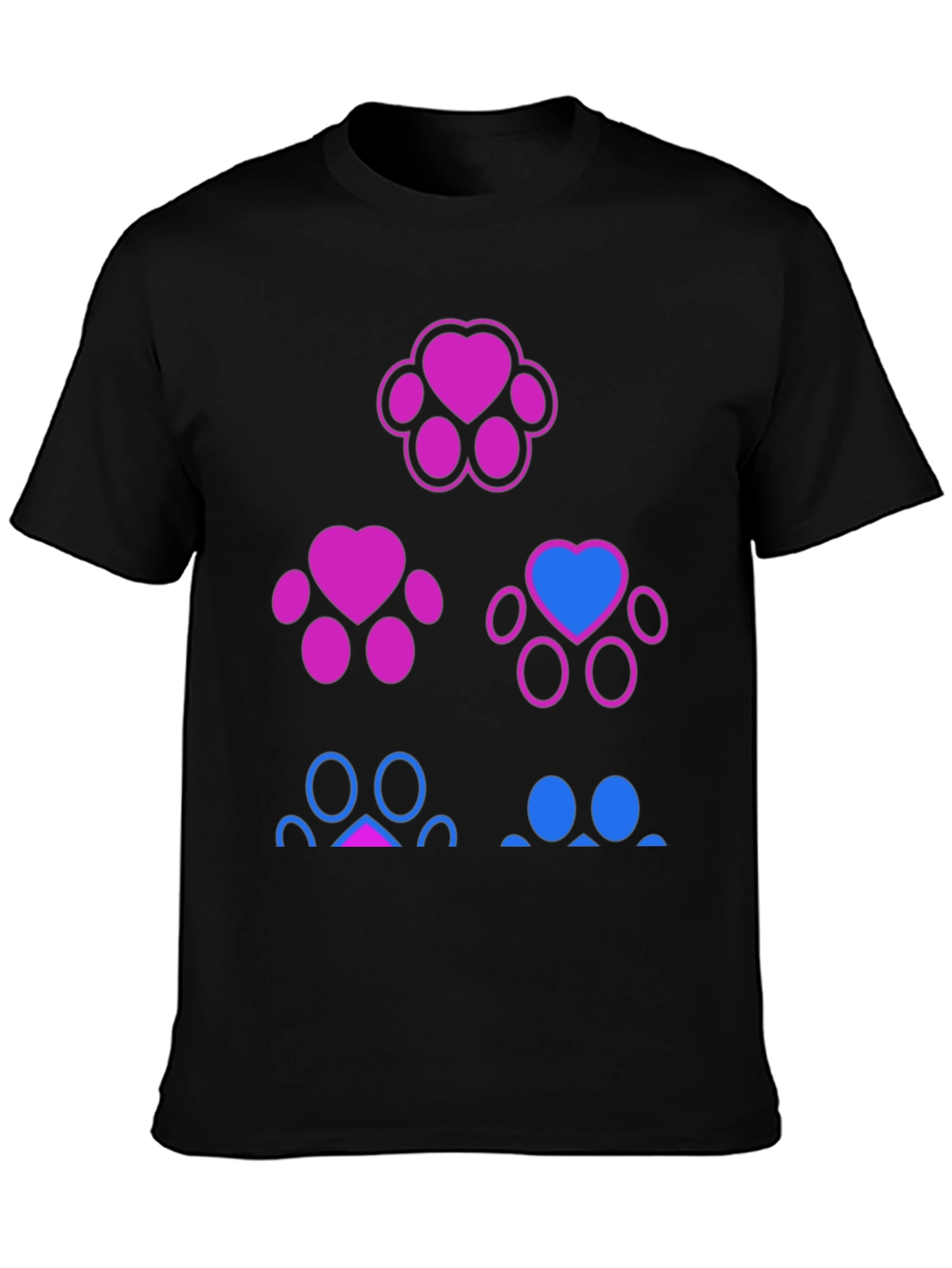 Bisexual Pride Paw Print T-Shirt - Black