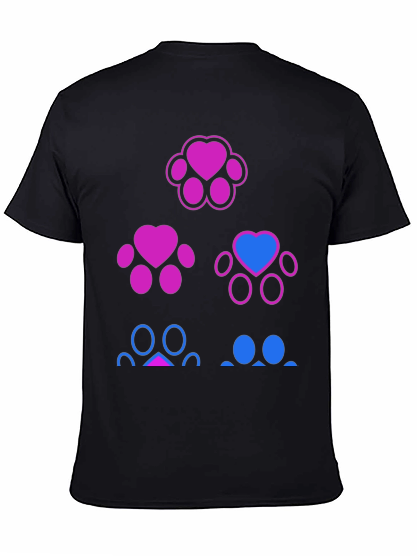 Bisexual Pride Paw Print T-Shirt - Black