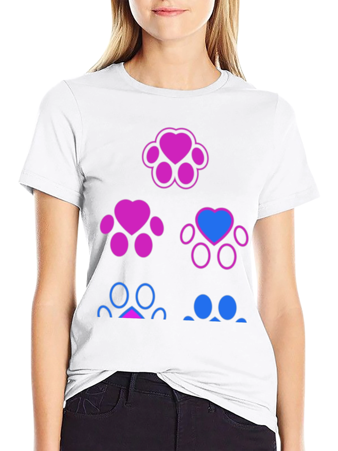 Bisexual Pride Paw Print T-Shirt - Black