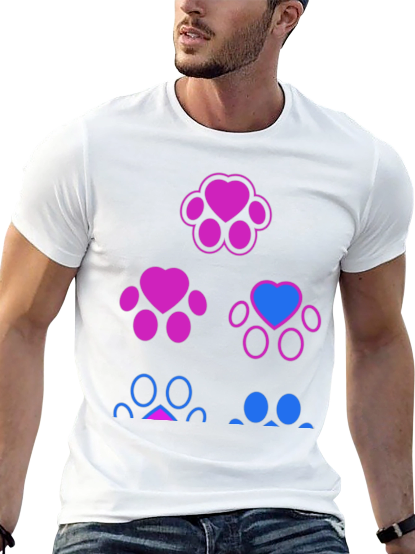Bisexual Pride Paw Print T-Shirt - Black