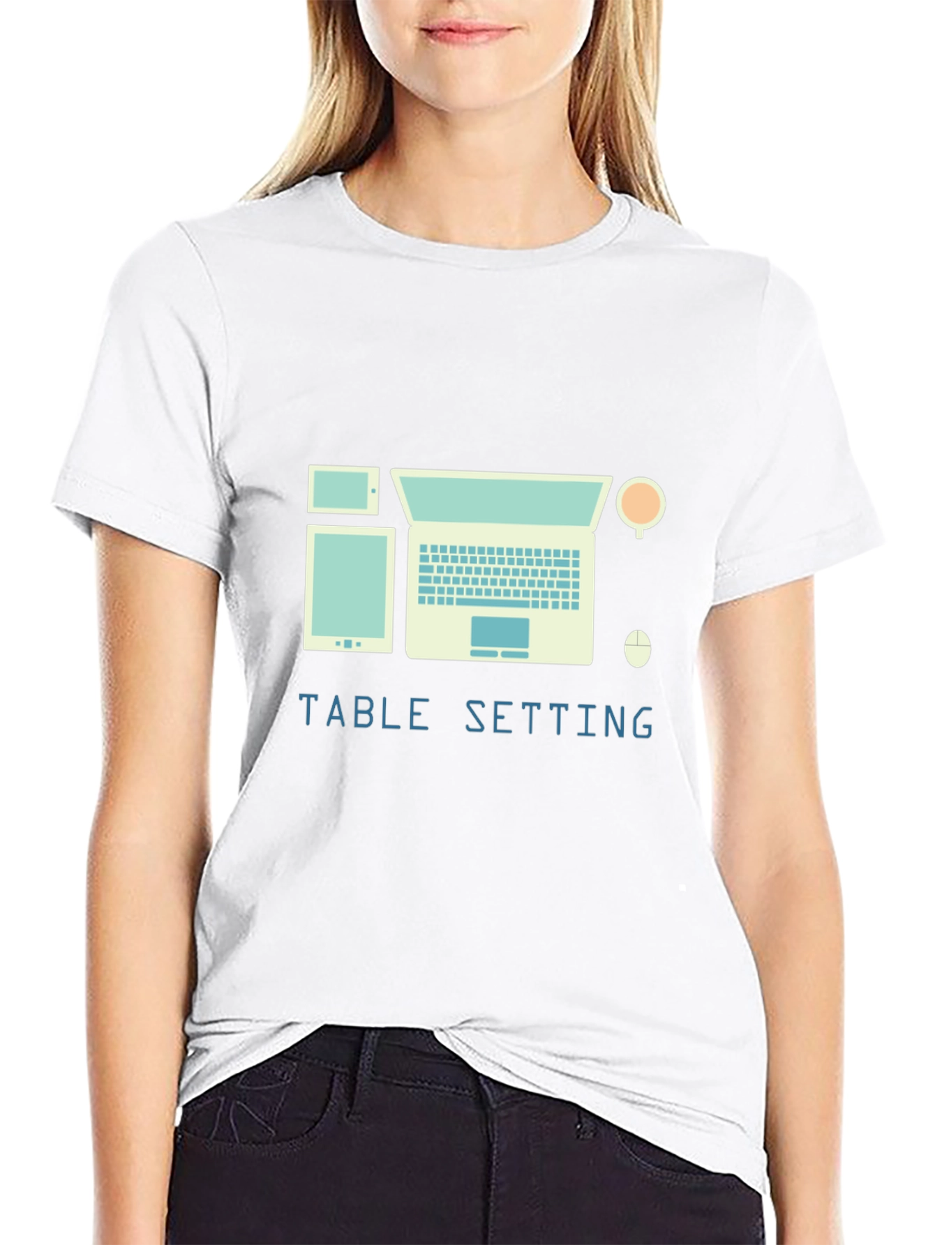 Table Setting Graphic Tee - Laptop Tablet Coffee