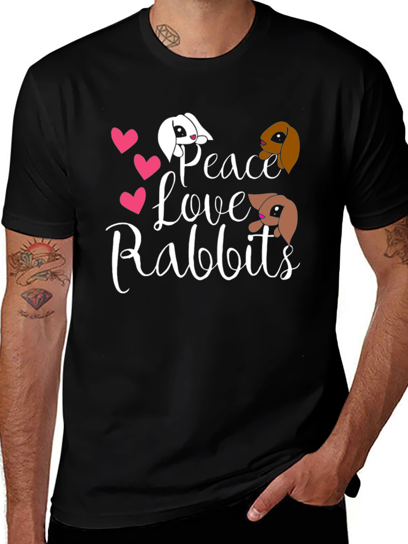 Peace Love Rabbits Graphic T-Shirt