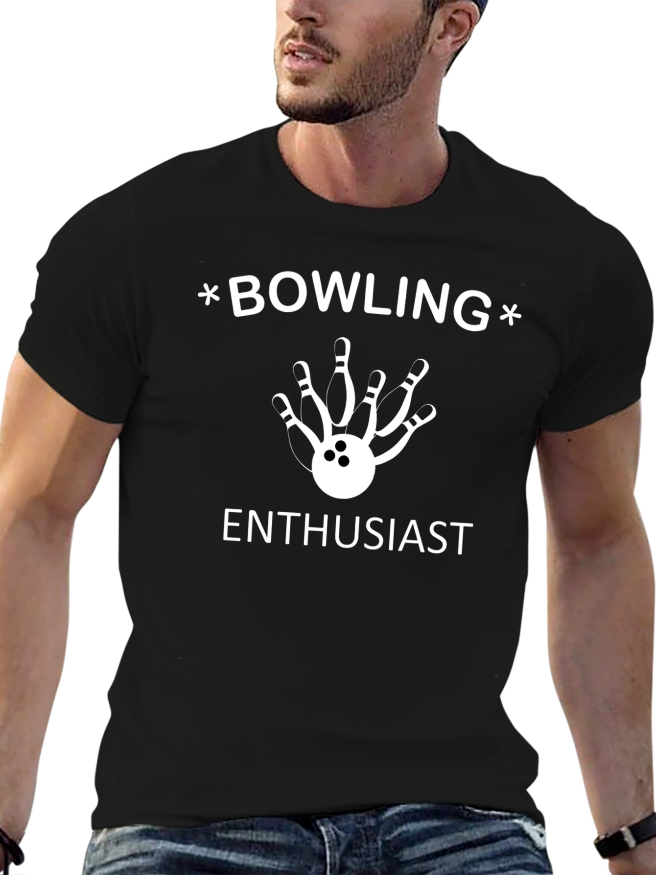 Bowling Enthusiast Graphic Tee - Black
