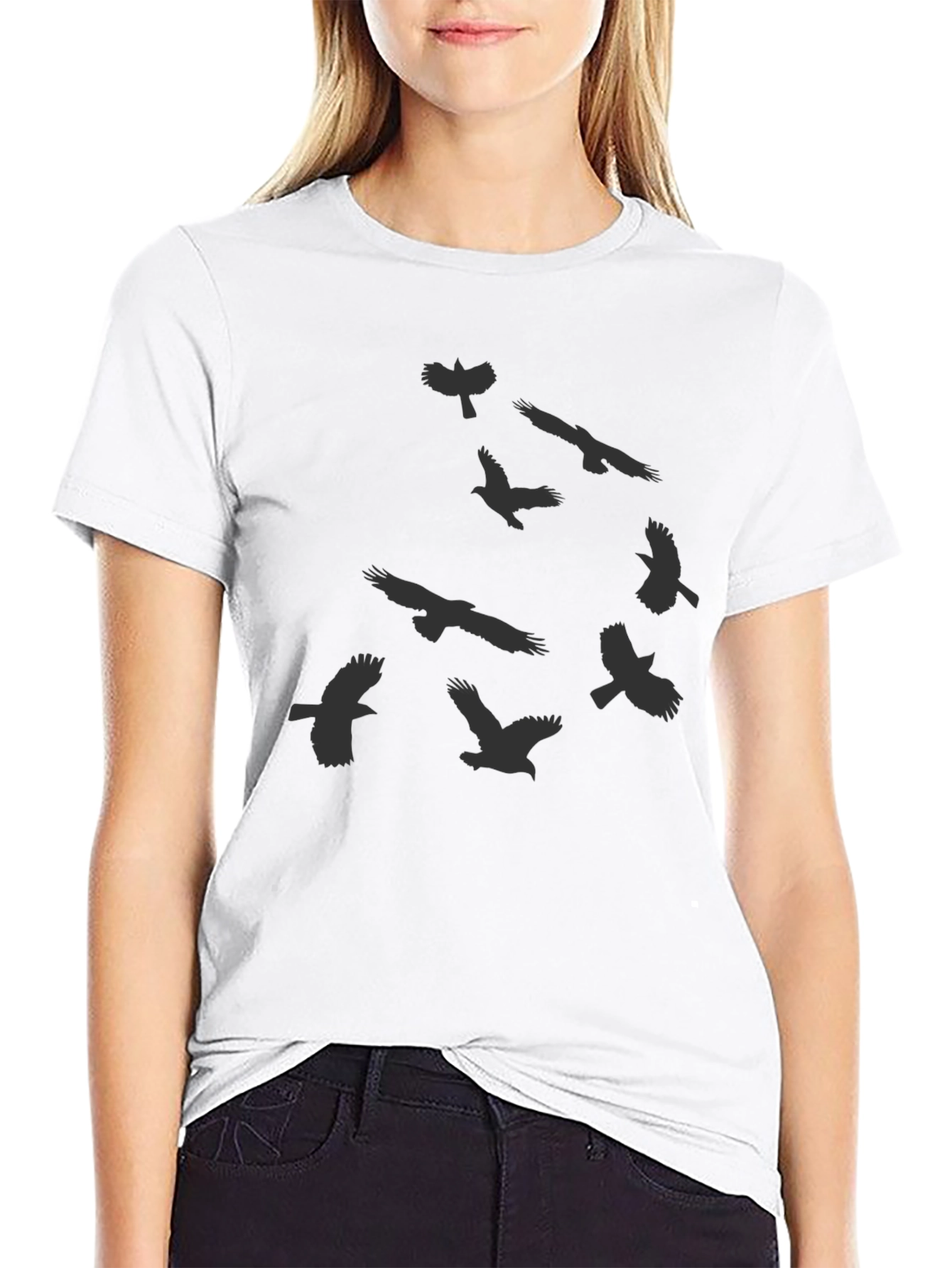 Birds Graphic Print Crew Neck Mens T-Shirt