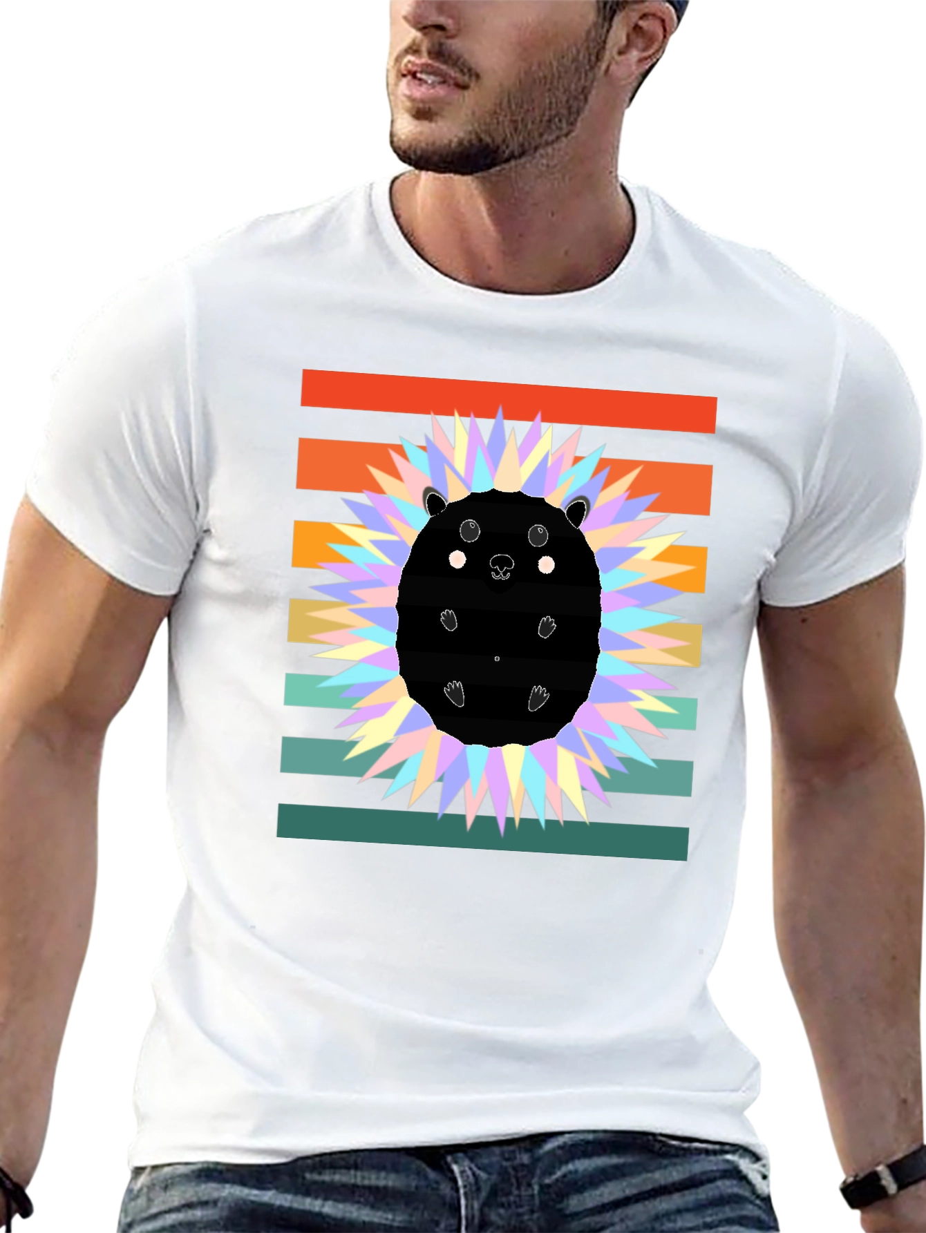 Retro Hedgehog Graphic Tee - Stylish Animal Lover Shirt
